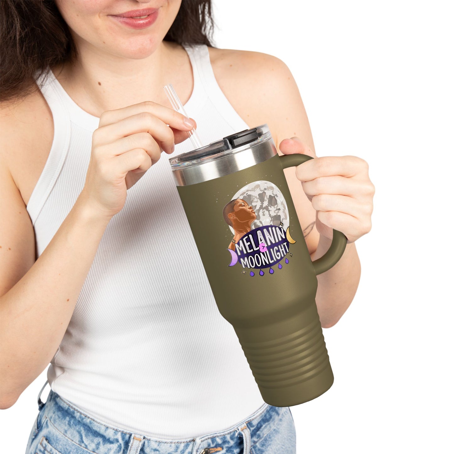 Personalized Insulated Travel Mug - 40oz Moonlight Design