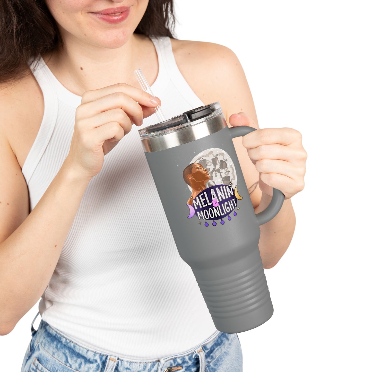 Personalized Insulated Travel Mug - 40oz Moonlight Design