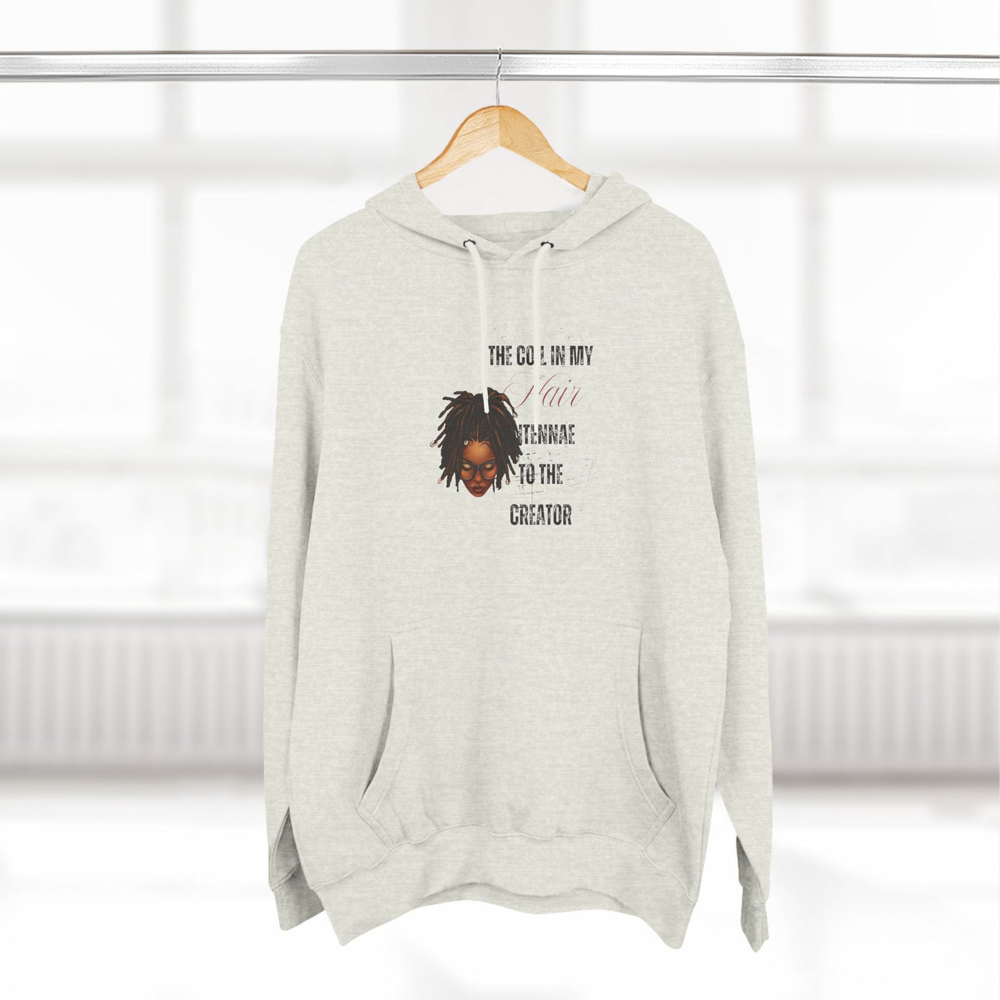Inspiring Three-Panel Fleece Hoodie - "The Coil in My Hair" for Creators