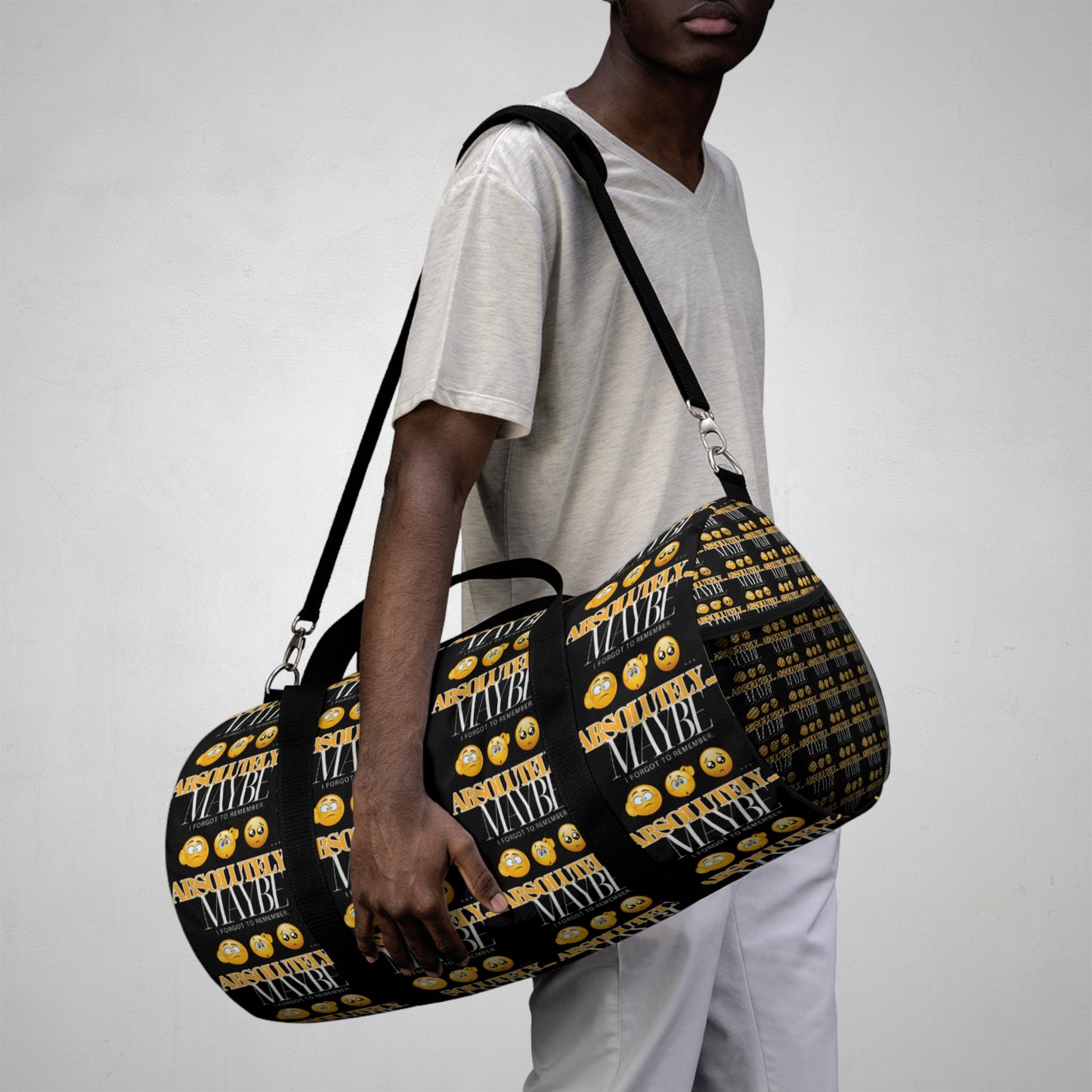 Bold "Absolutely Maybe" Duffel Bag for Travel and Fitness