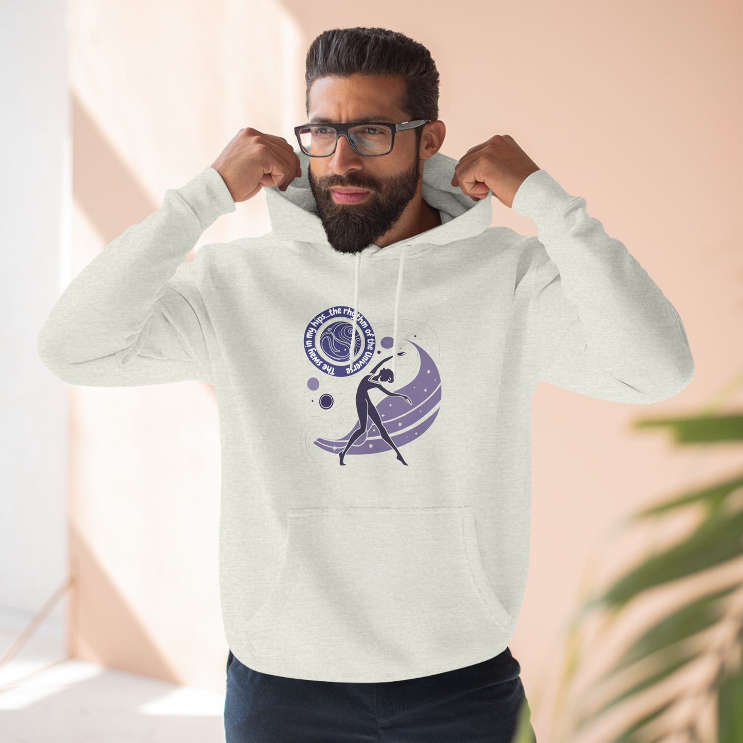 Cosmic Dance Three-Panel Fleece Hoodie - Unique Artistic Design for Creative Souls
