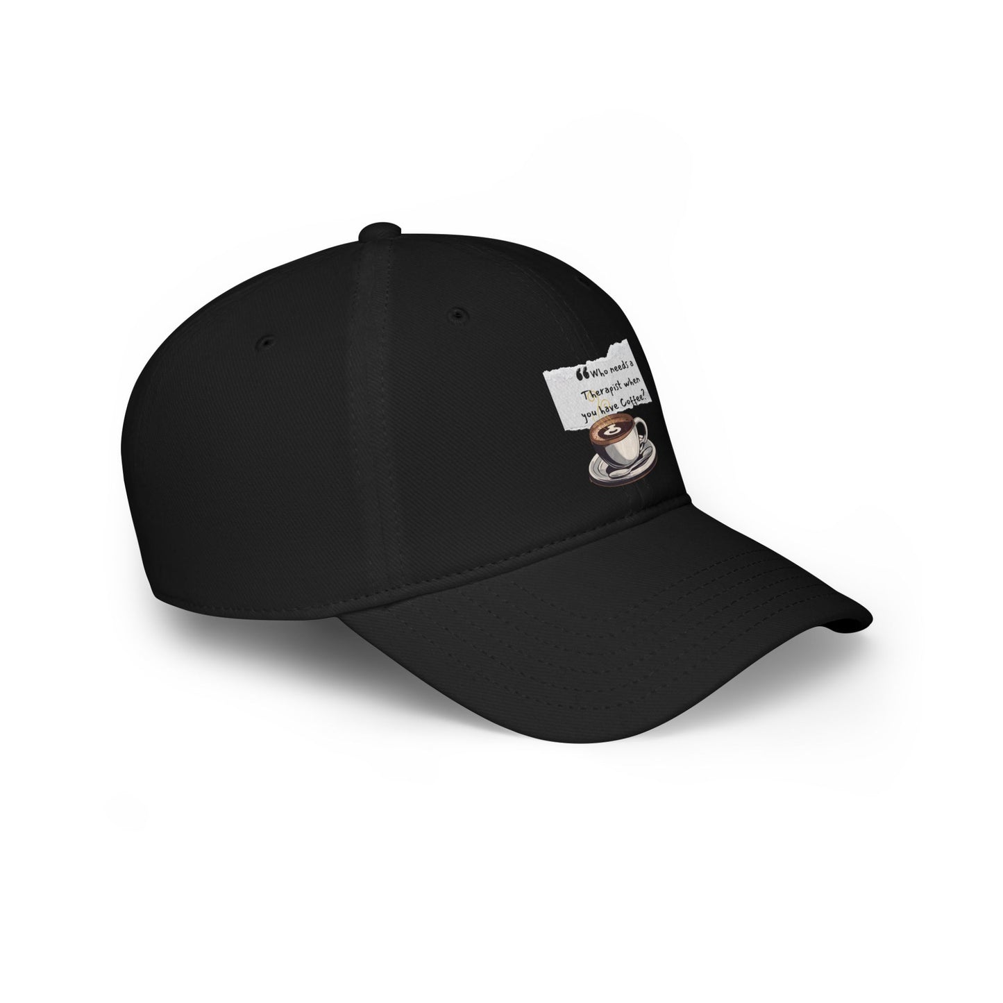 Coffee Lover's Low Profile Baseball Cap - 'Who Needs a Therapist?' Red Hat
