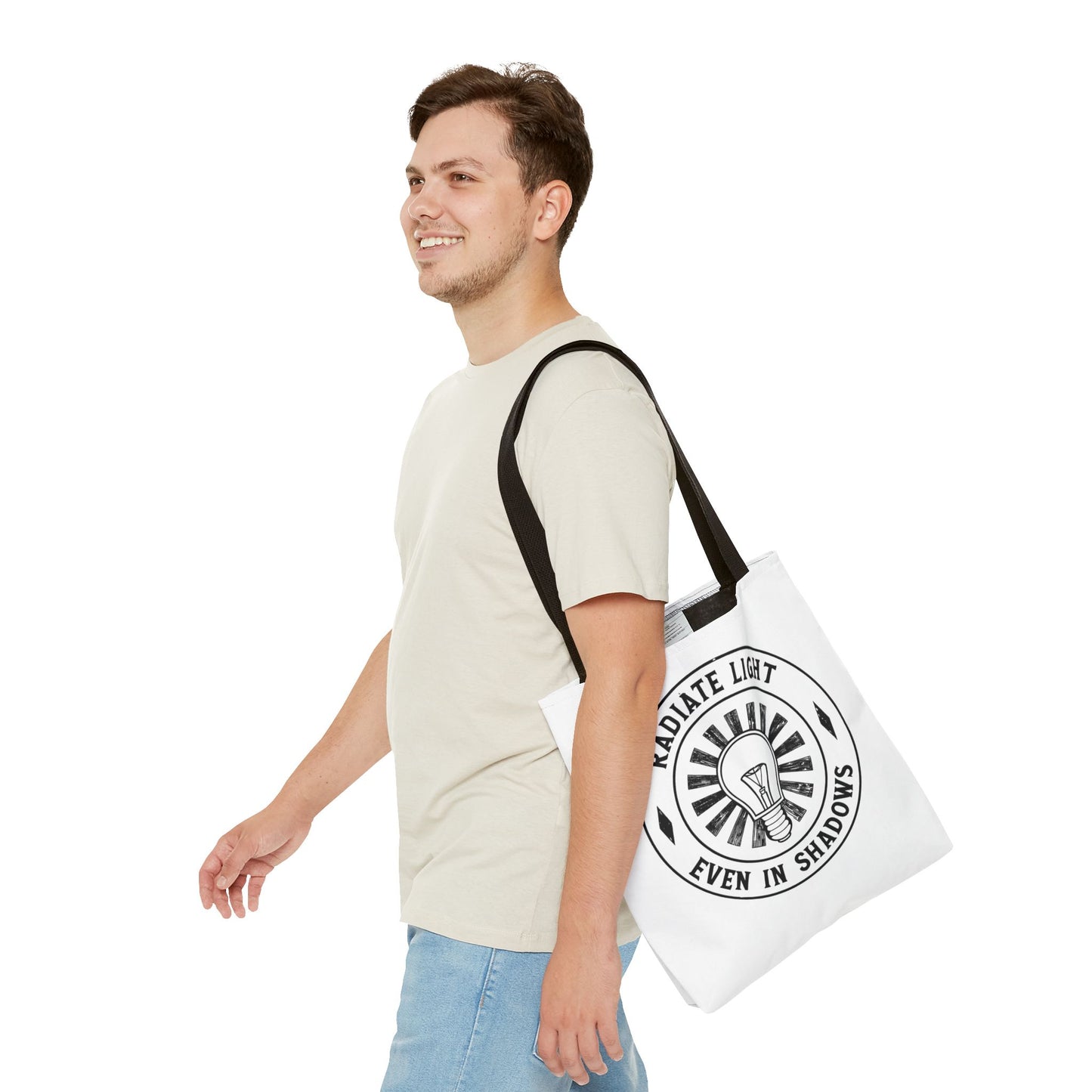 Inspirational Tote Bag - 'Radiate Light Even in Shadows'