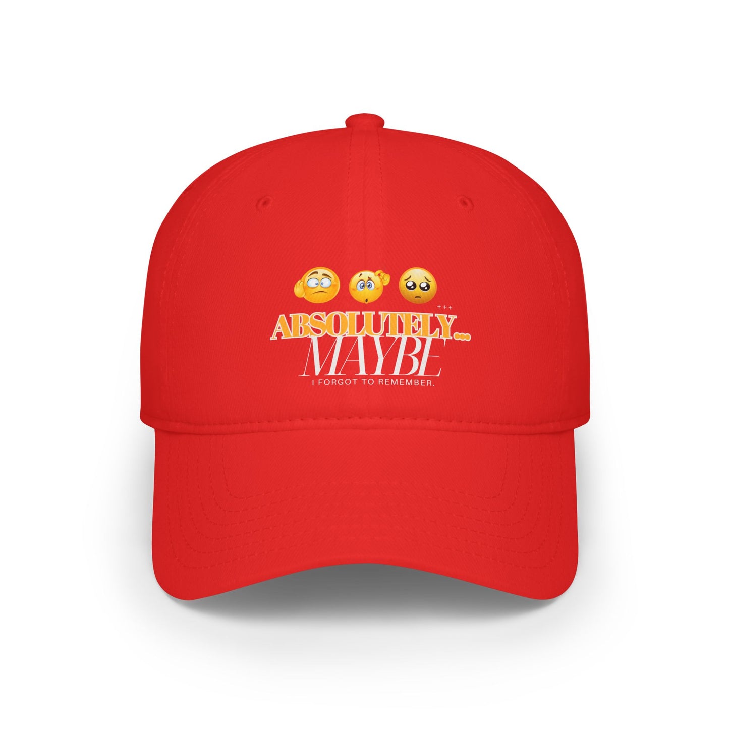 Red Low Profile Baseball Cap | Absolutely Maybe Emojis Cap