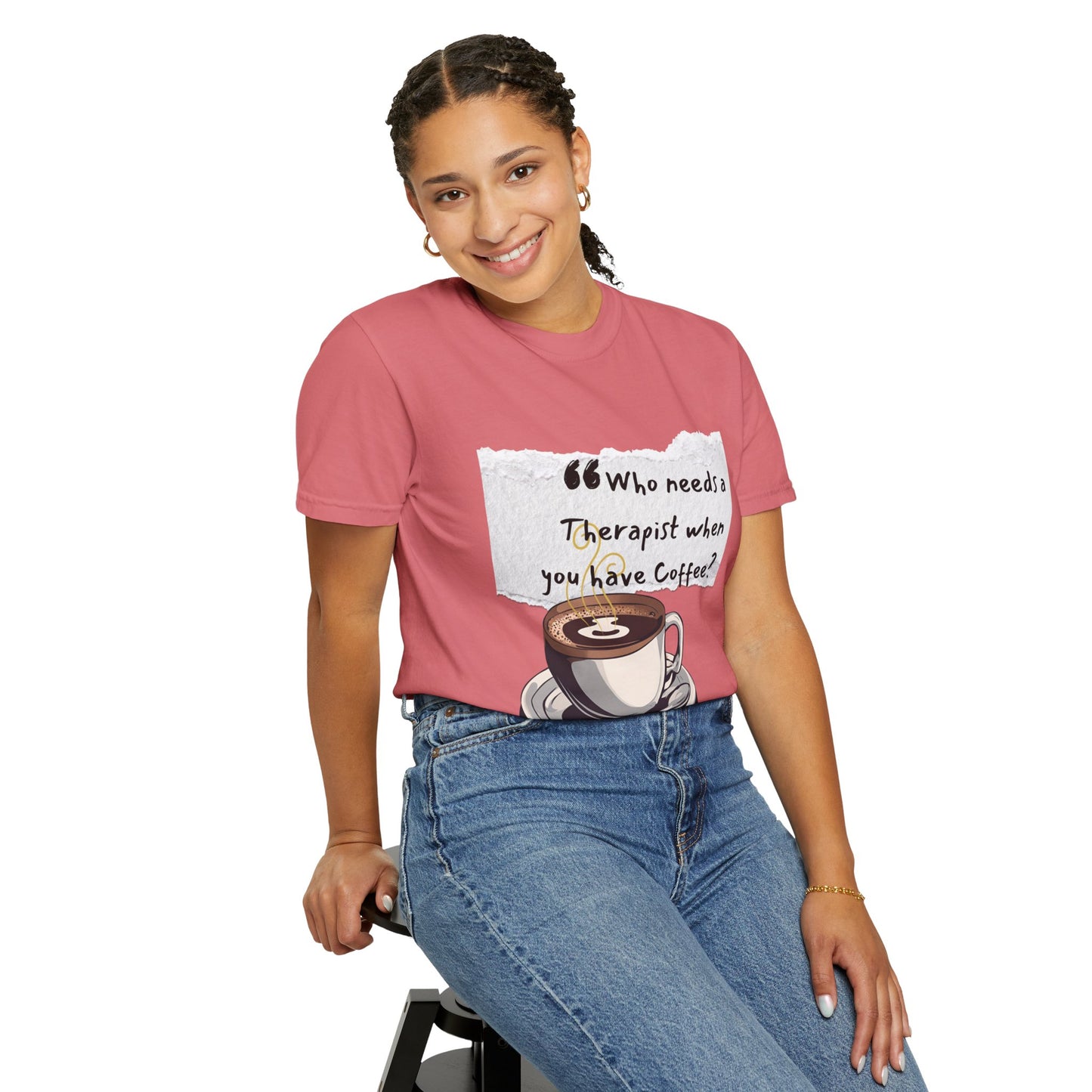 Unisex Coffee Therapy T-Shirt - "Who Needs a Therapist When You Have Coffee?"