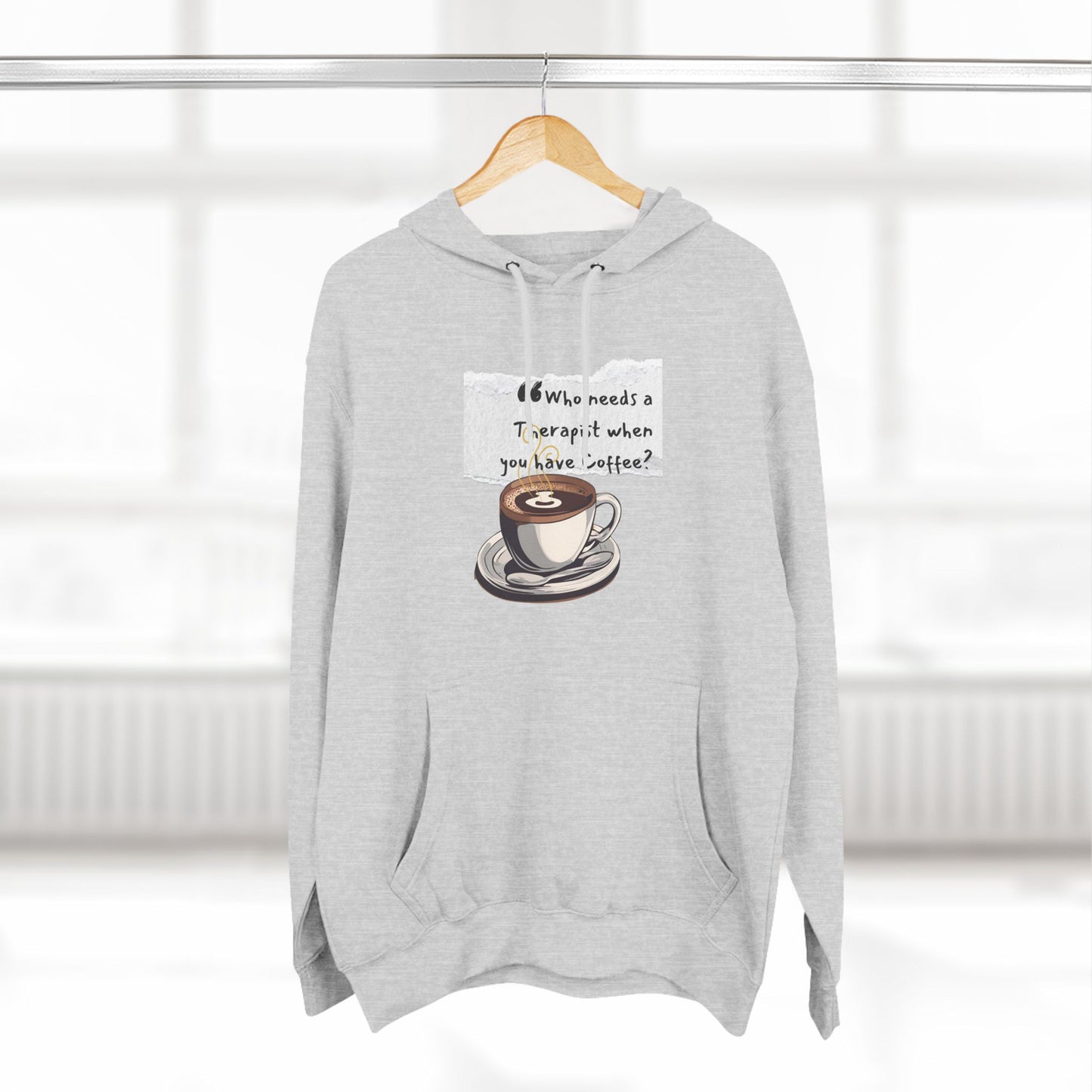 Funny Coffee Therapy Fleece Hoodie - Perfect for Coffee Lovers