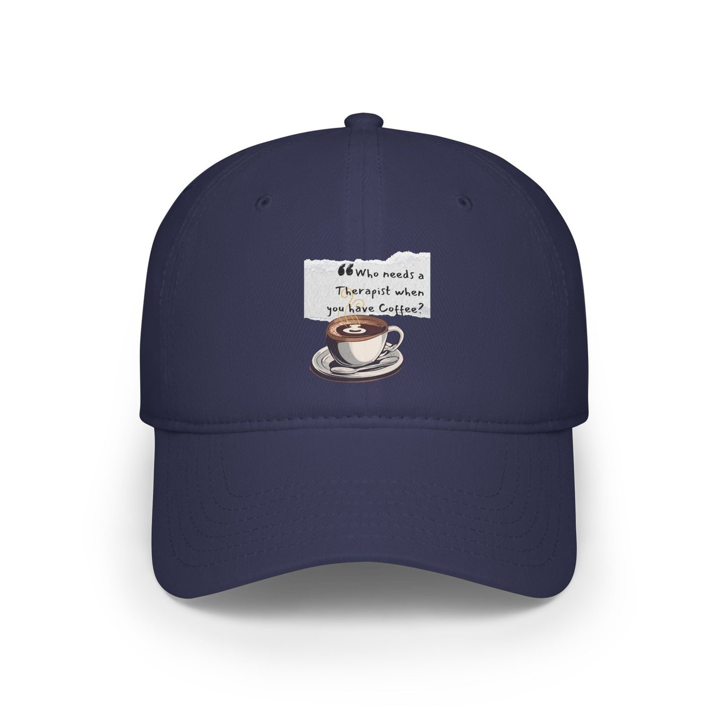 Coffee Lover's Low Profile Baseball Cap - 'Who Needs a Therapist?' Red Hat