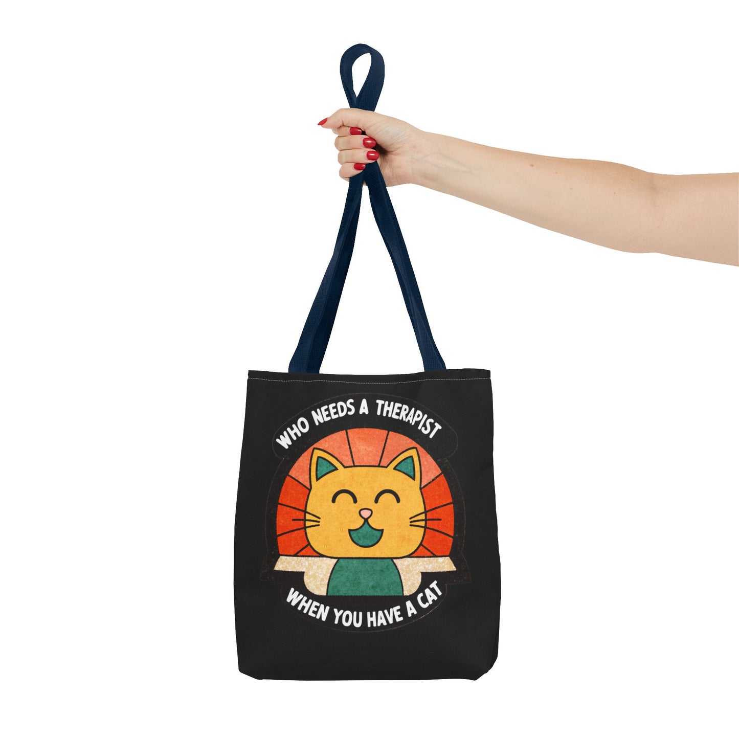 Funny Cat Tote Bag - "Who Needs a Therapist When You Have a Cat"