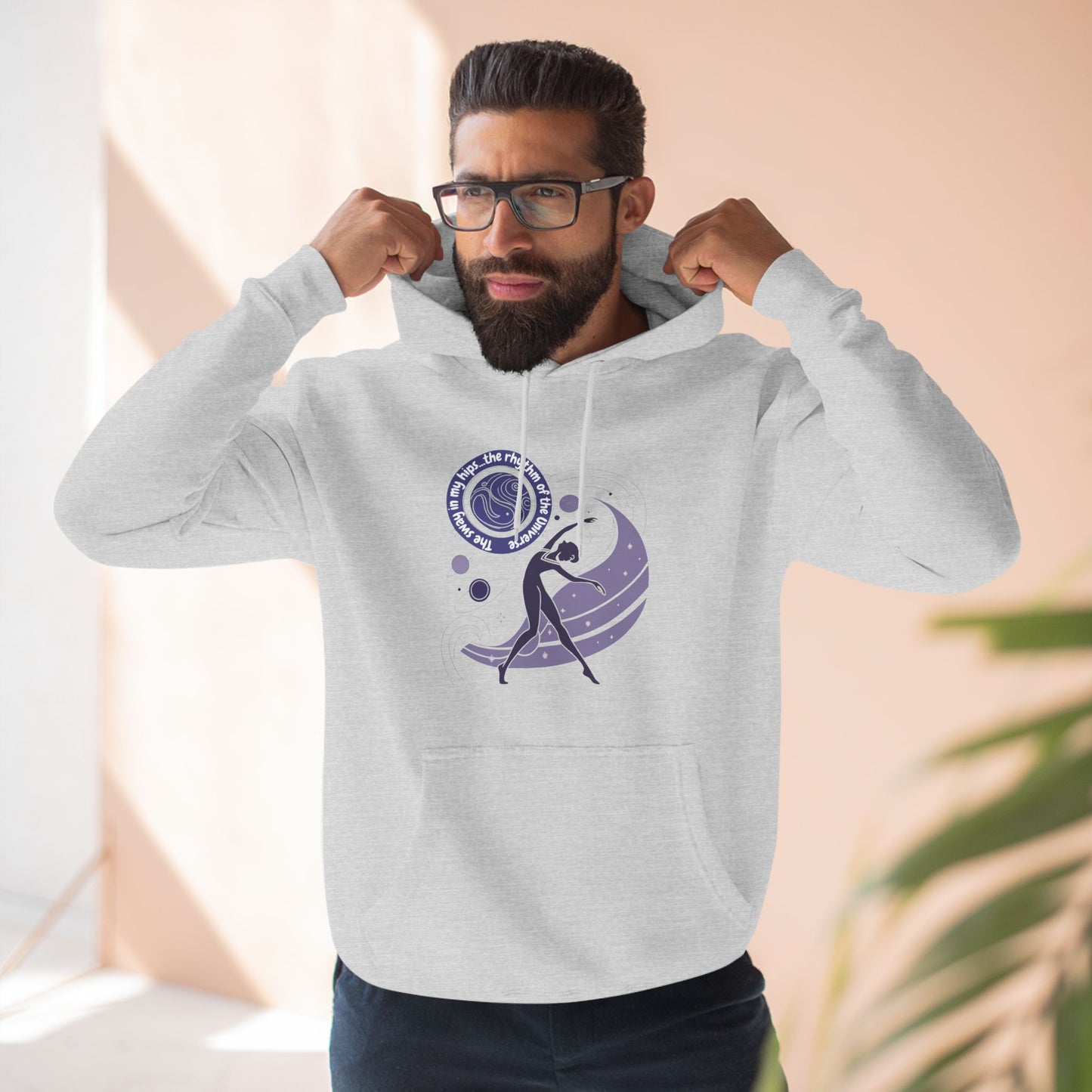 Cosmic Dance Three-Panel Fleece Hoodie - Unique Artistic Design for Creative Souls