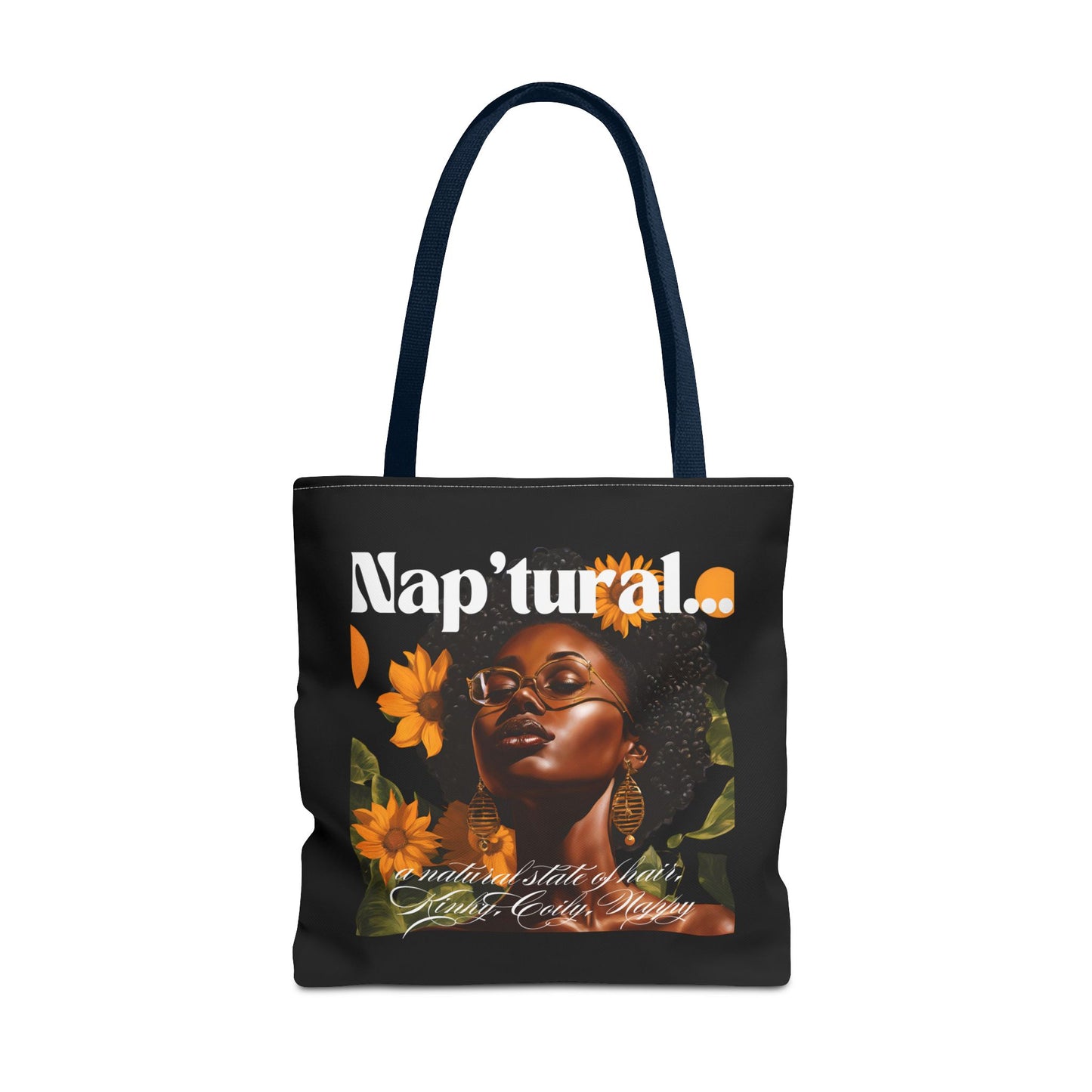 African American Nap'tural Tote Bag with Floral Design - Eco-Friendly Everyday Carry All