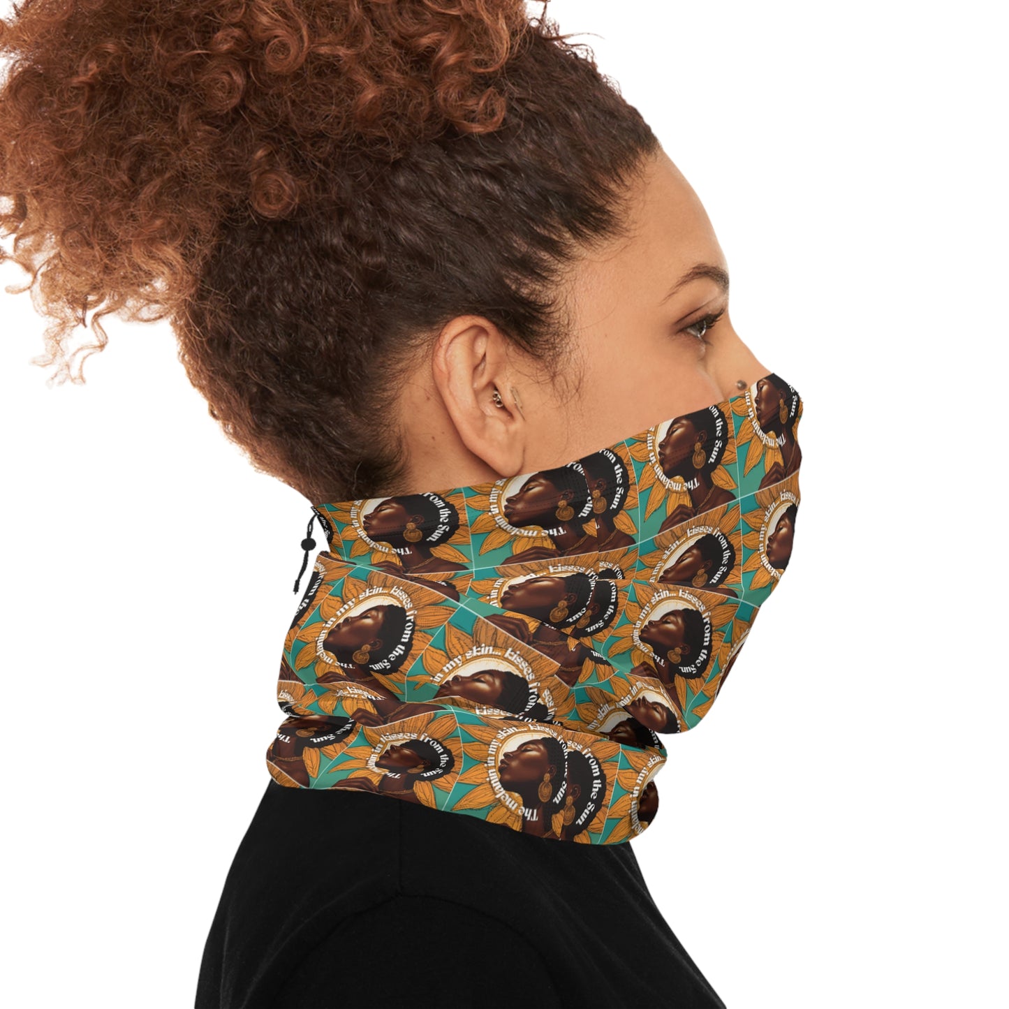 Stylish Winter Neck Gaiter with Drawstring - Unique Art Design