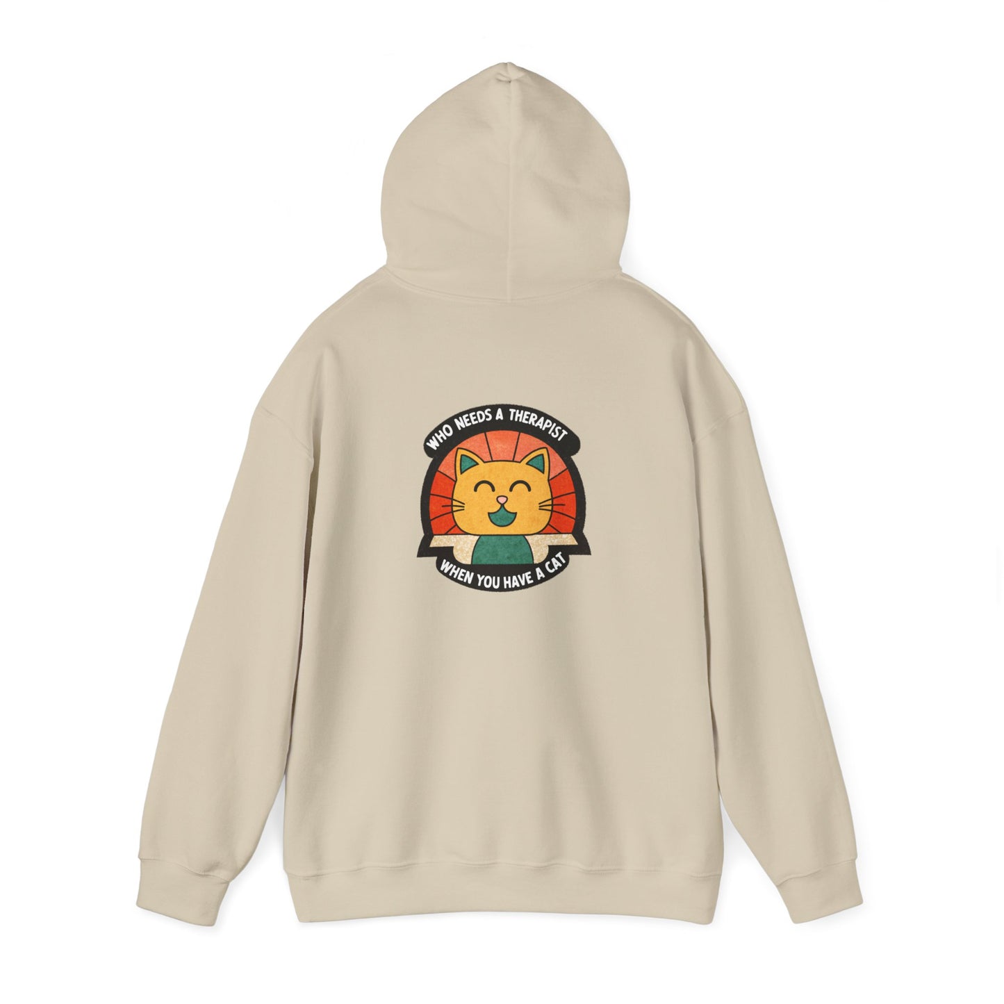 Funny Cat Sweatshirt - 'Who Needs a Therapist When You Have a Cat?' Unisex Hoodie