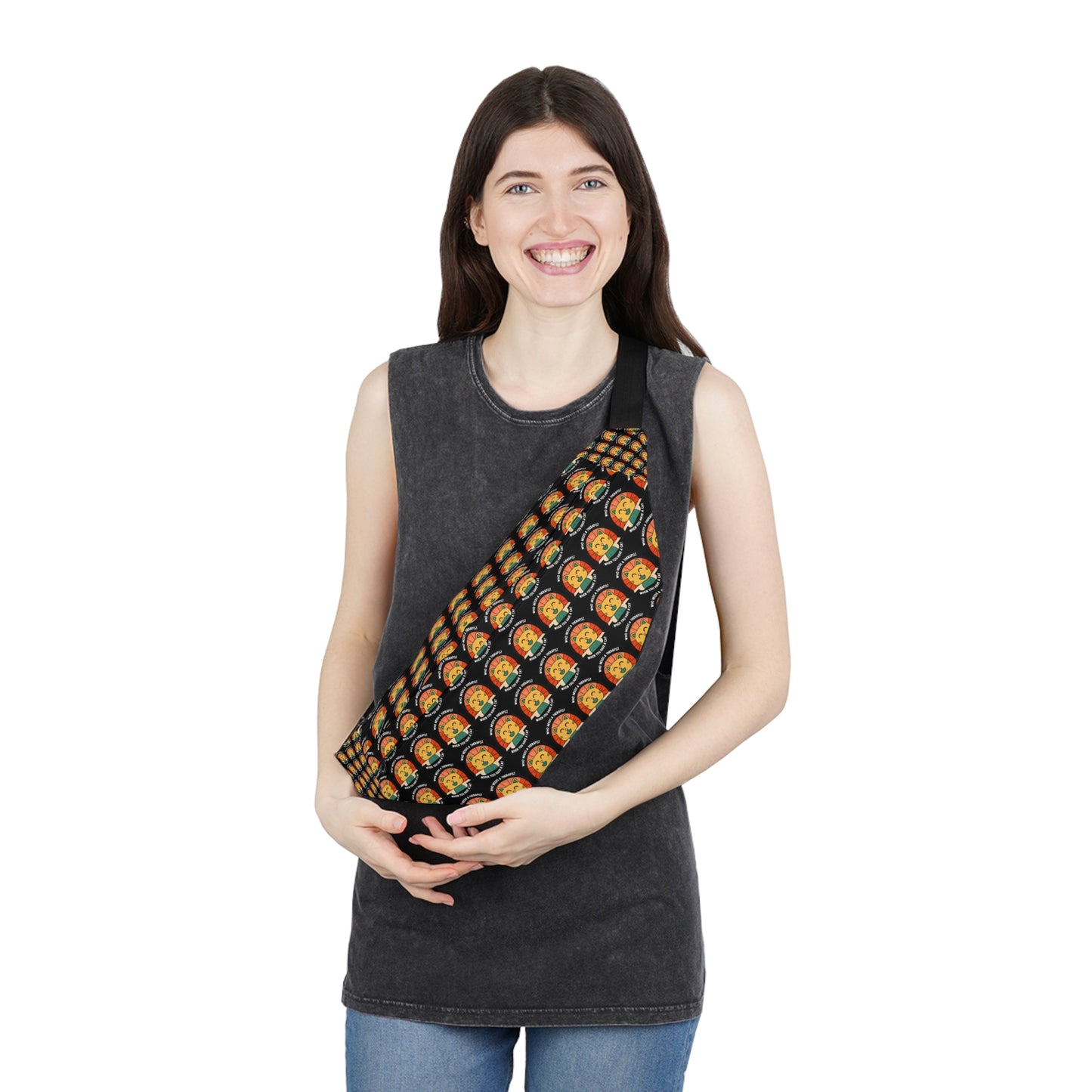 Large Fanny Pack with Colorful Lion Design - Perfect for Festivals and Everyday Adventures