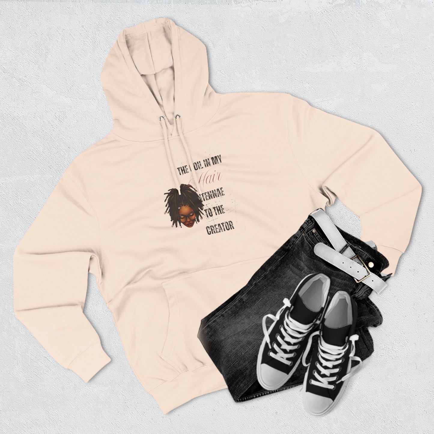 Inspiring Three-Panel Fleece Hoodie - "The Coil in My Hair" for Creators