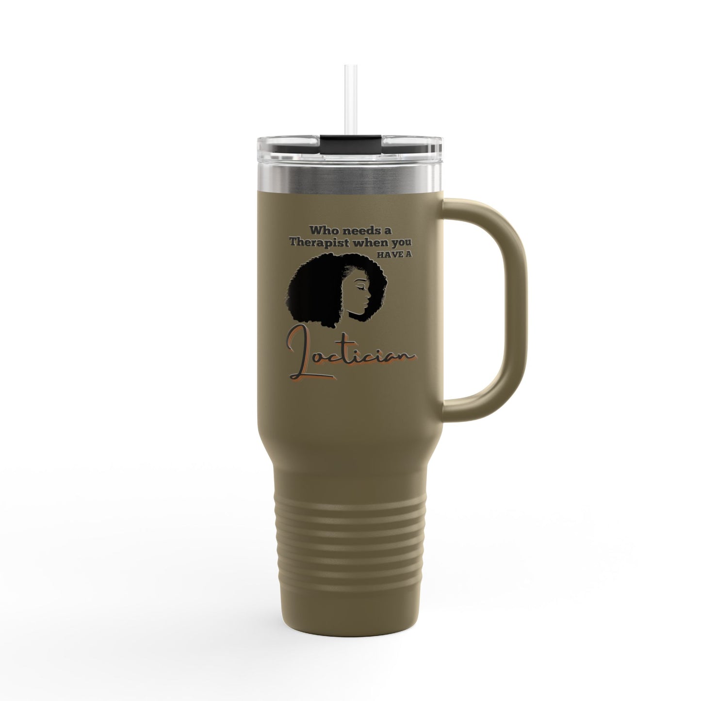 Humorous Insulated Travel Mug - 40oz "Who Needs a Therapist" - Perfect Gift for Hair Stylists