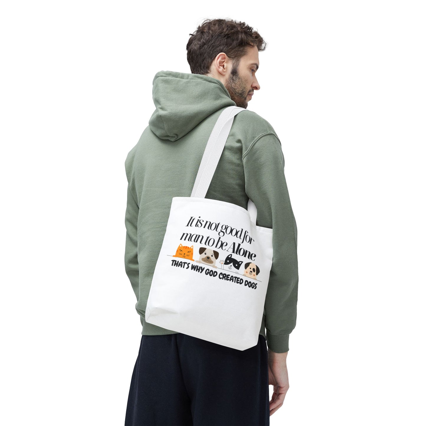 Dog Lover Tote Bag - "It is not good for man to be Alone" Design