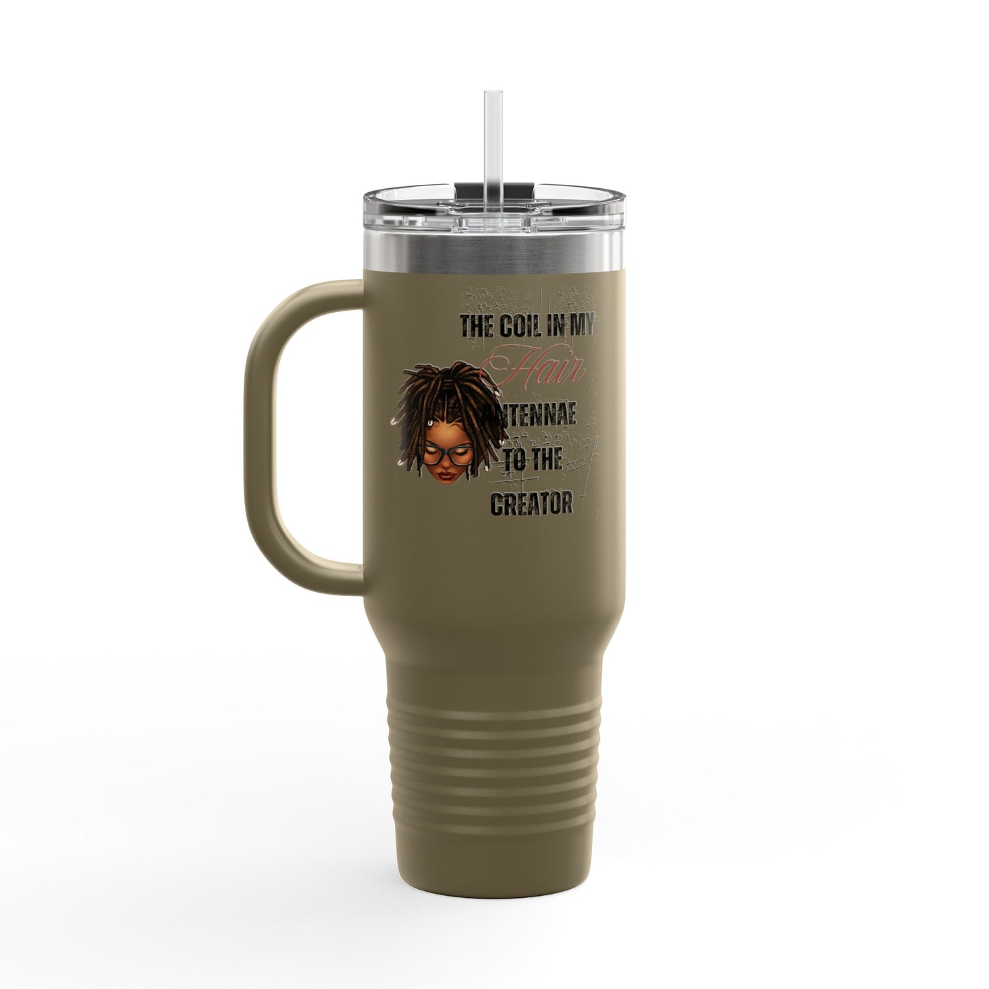 Personalized 40oz Insulated Travel Mug - 'The Coil in My Hair' Design
