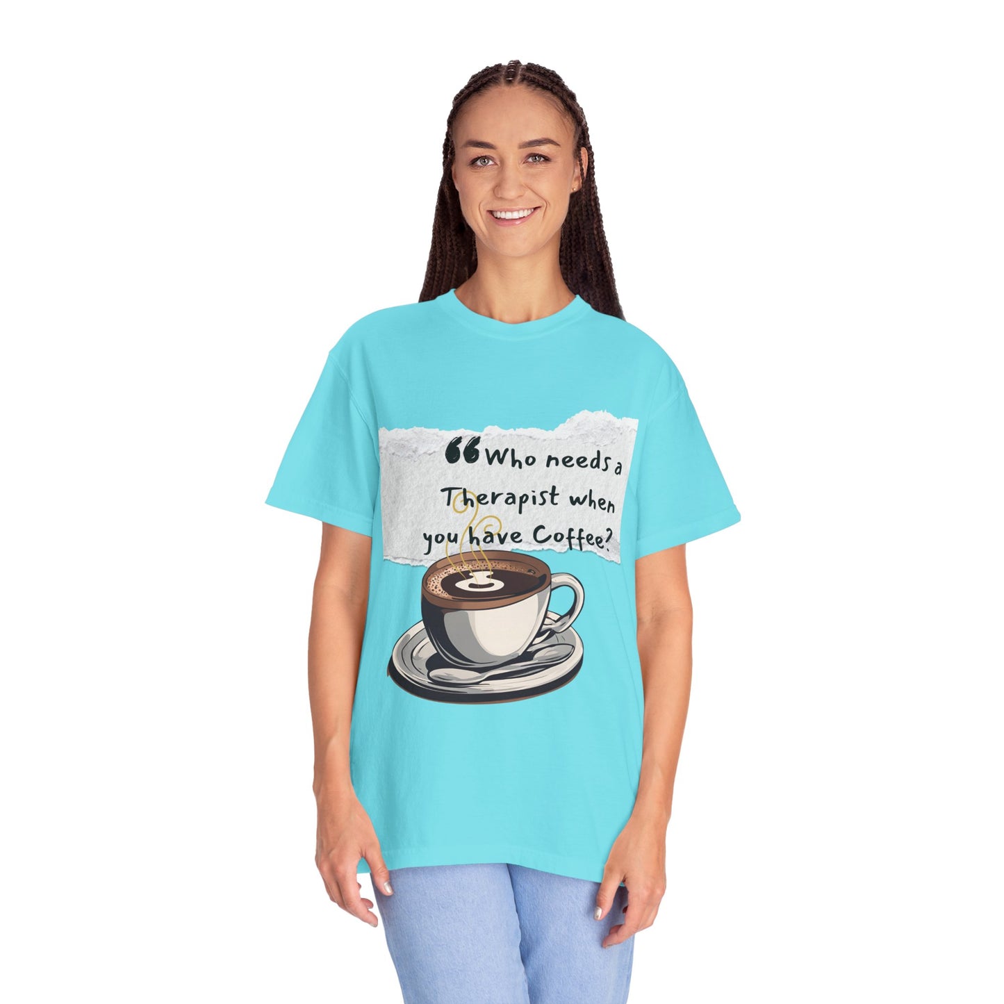 Unisex Coffee Therapy T-Shirt - "Who Needs a Therapist When You Have Coffee?"