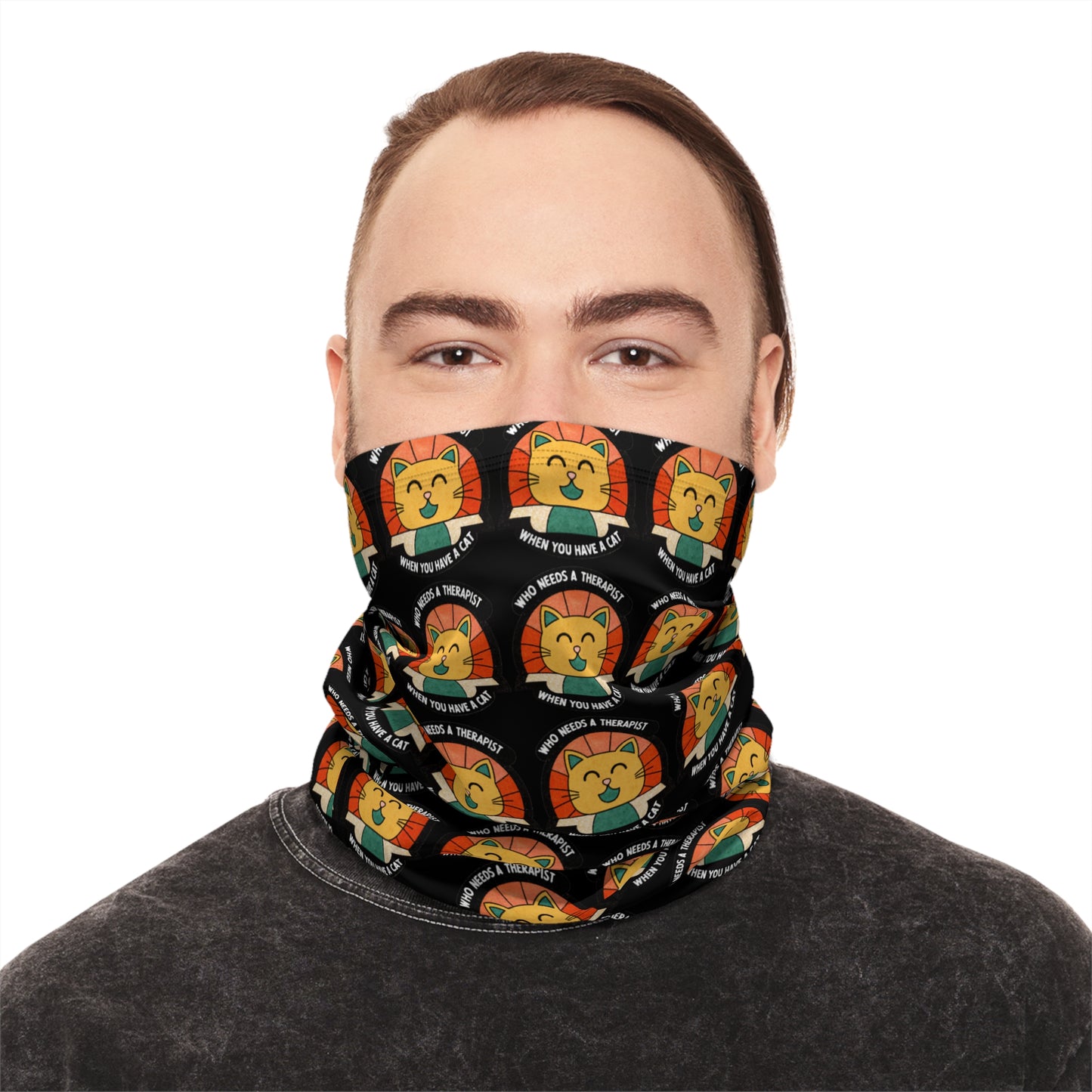 Fun Leo the Lion Neck Gaiter with Drawstring - Perfect for Winter Adventures