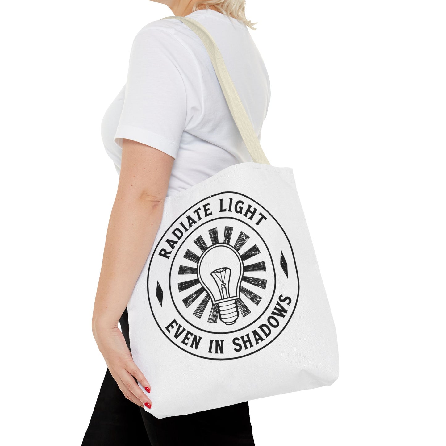 Inspirational Tote Bag - 'Radiate Light Even in Shadows'
