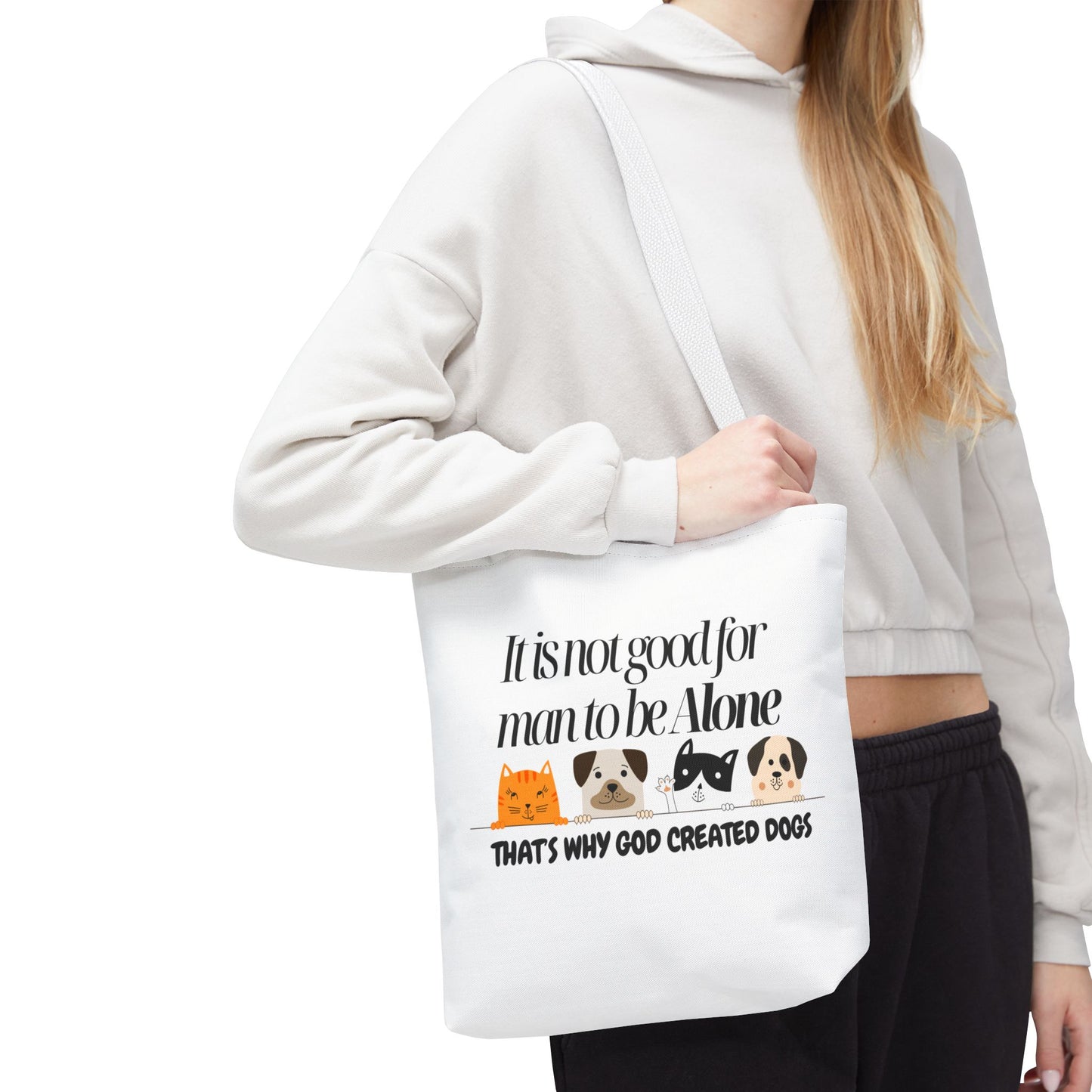 Dog Lover Tote Bag - "It is not good for man to be Alone" Design