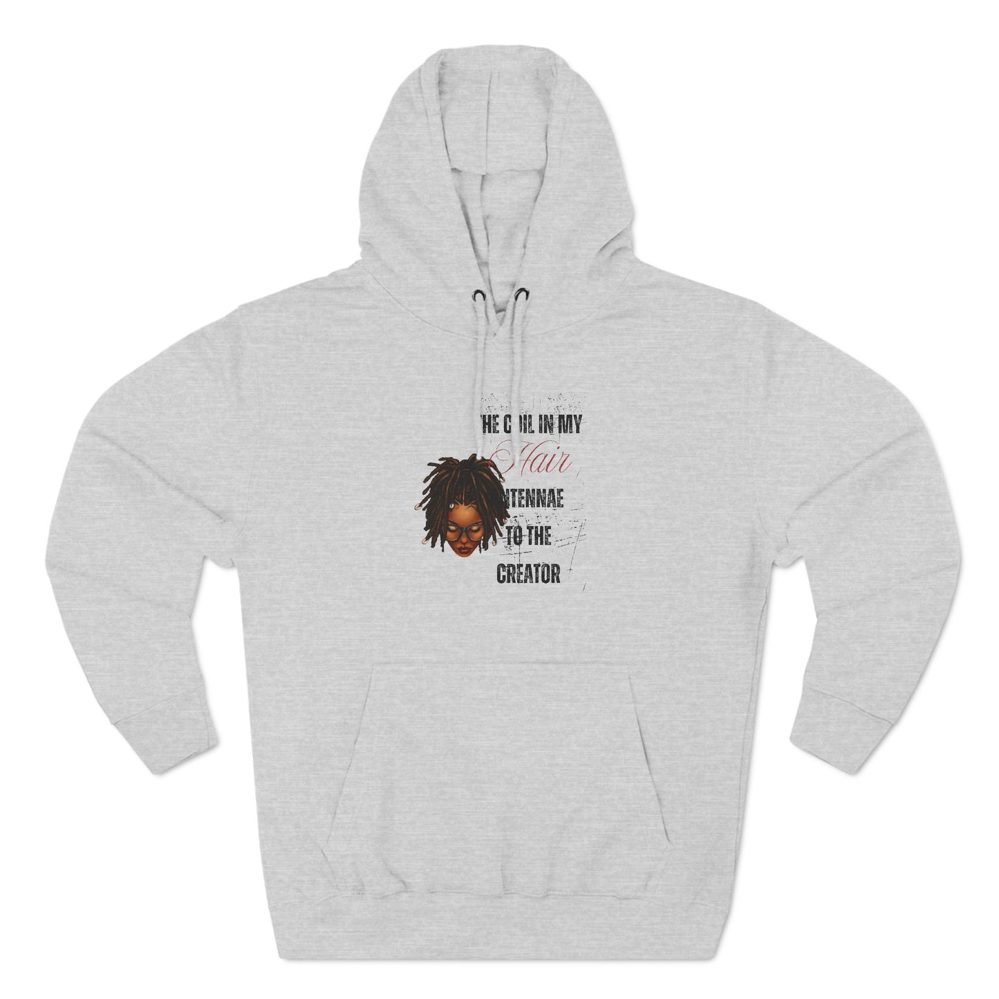 Inspiring Three-Panel Fleece Hoodie - "The Coil in My Hair" for Creators