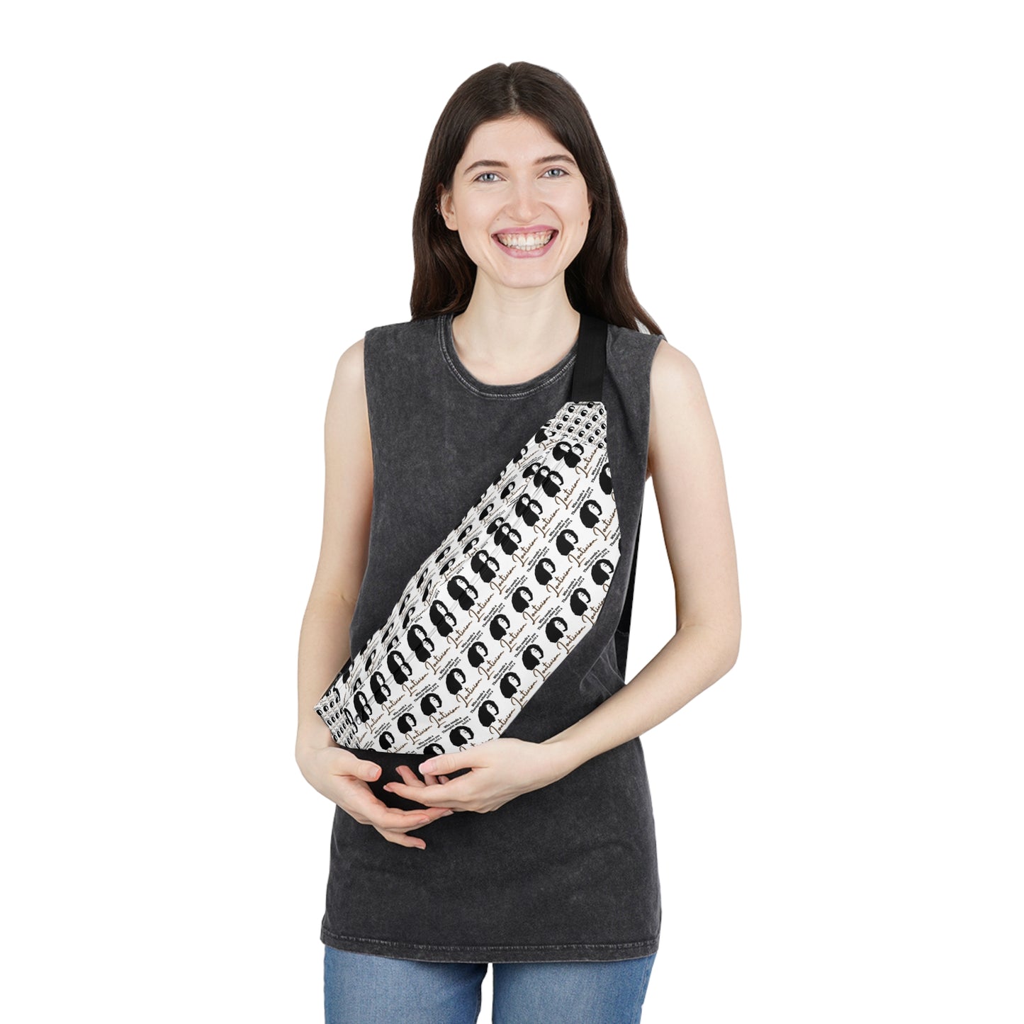 Trendy Black & White Fanny Pack with Retro Design | Versatile Large Waist Bag for Everyday Adventure