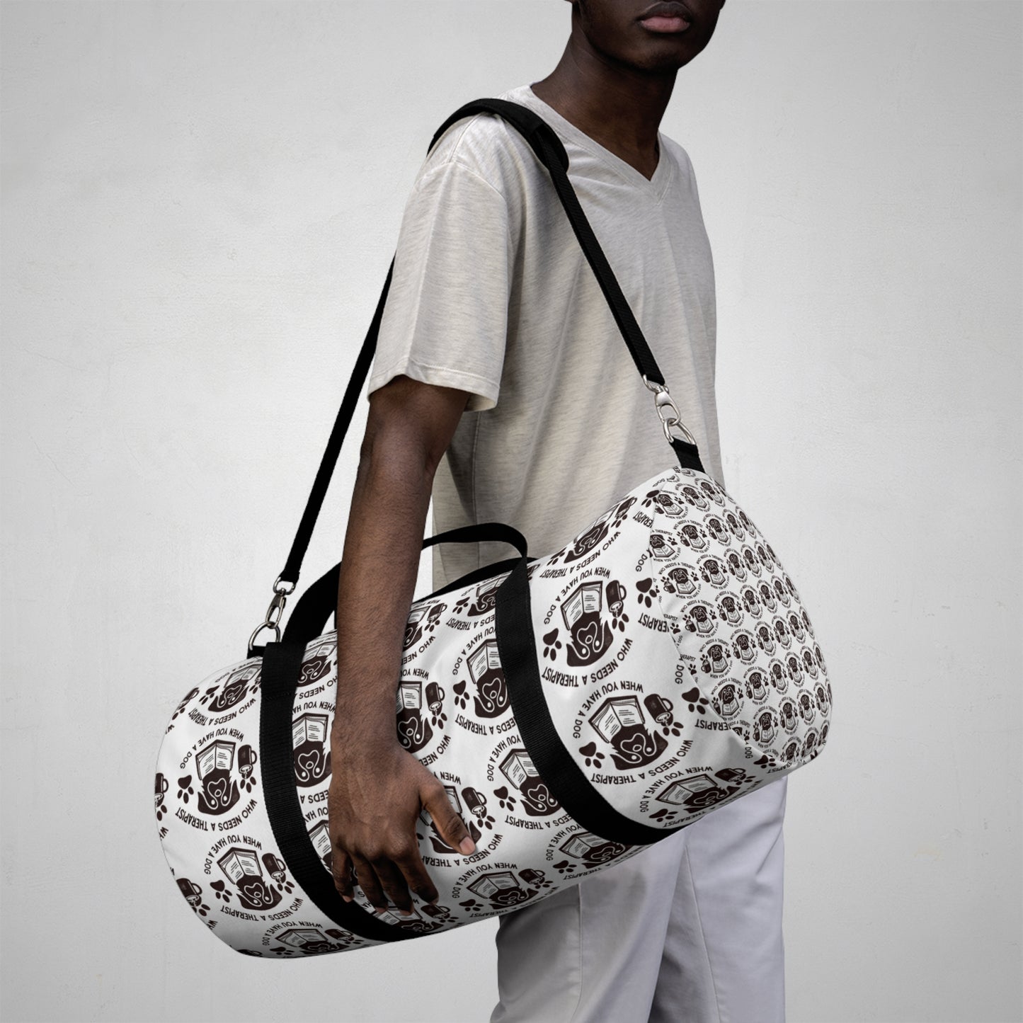 Funny Dog Lover Duffel Bag - 'Who Needs a Therapist?' Design