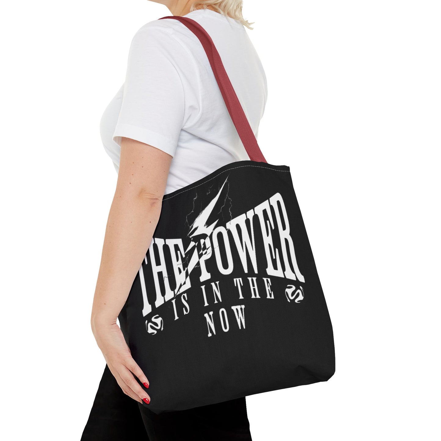Empowerment Tote Bag - "The Power is in the Now" - Motivational Black Tote for Everyday Use