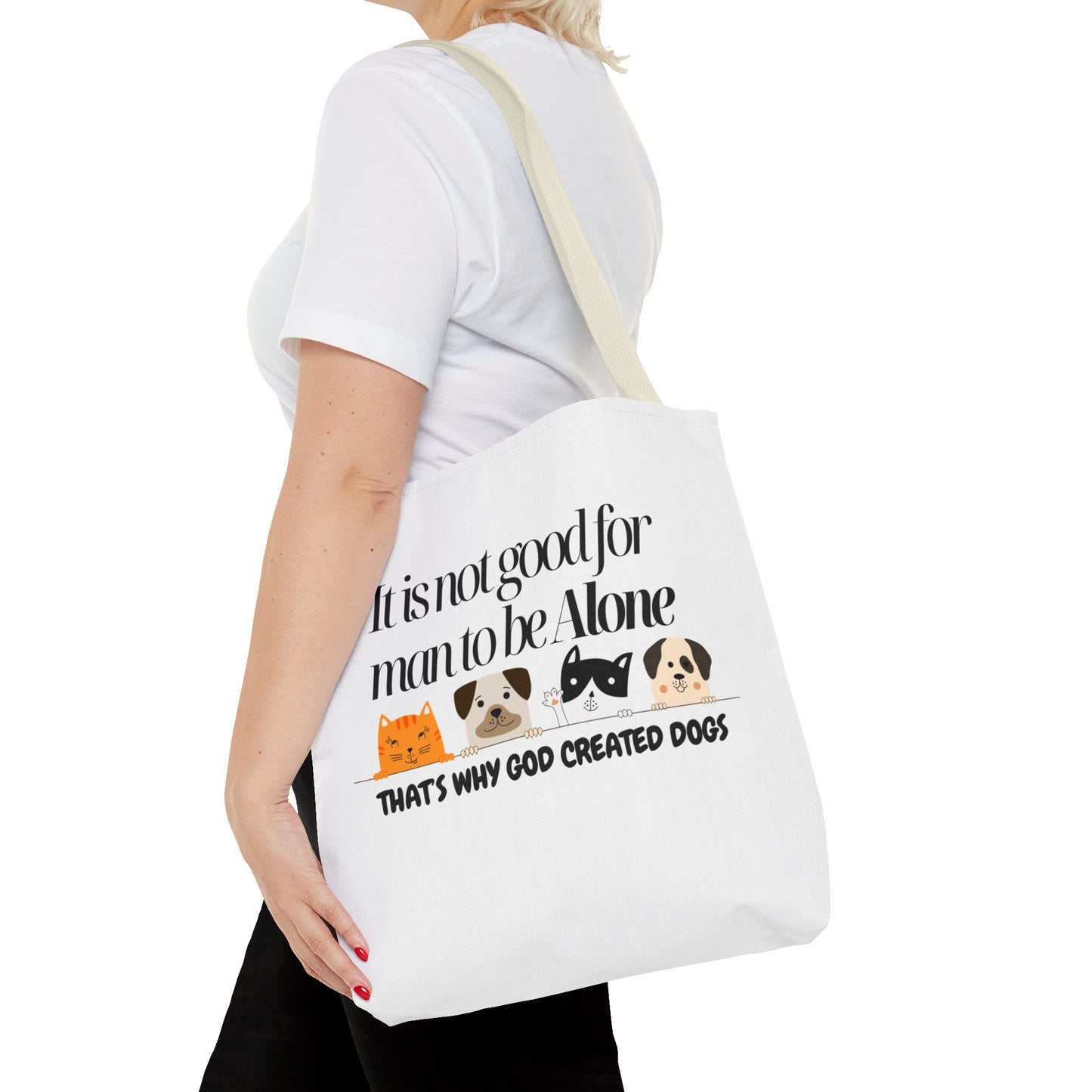 Dog Lover Tote Bag - "It is not good for man to be Alone" Design