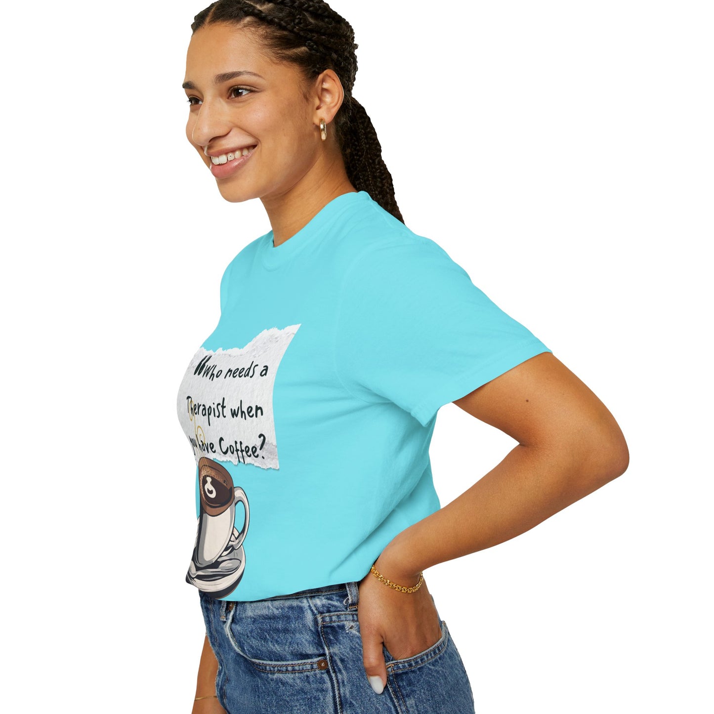 Unisex Coffee Therapy T-Shirt - "Who Needs a Therapist When You Have Coffee?"