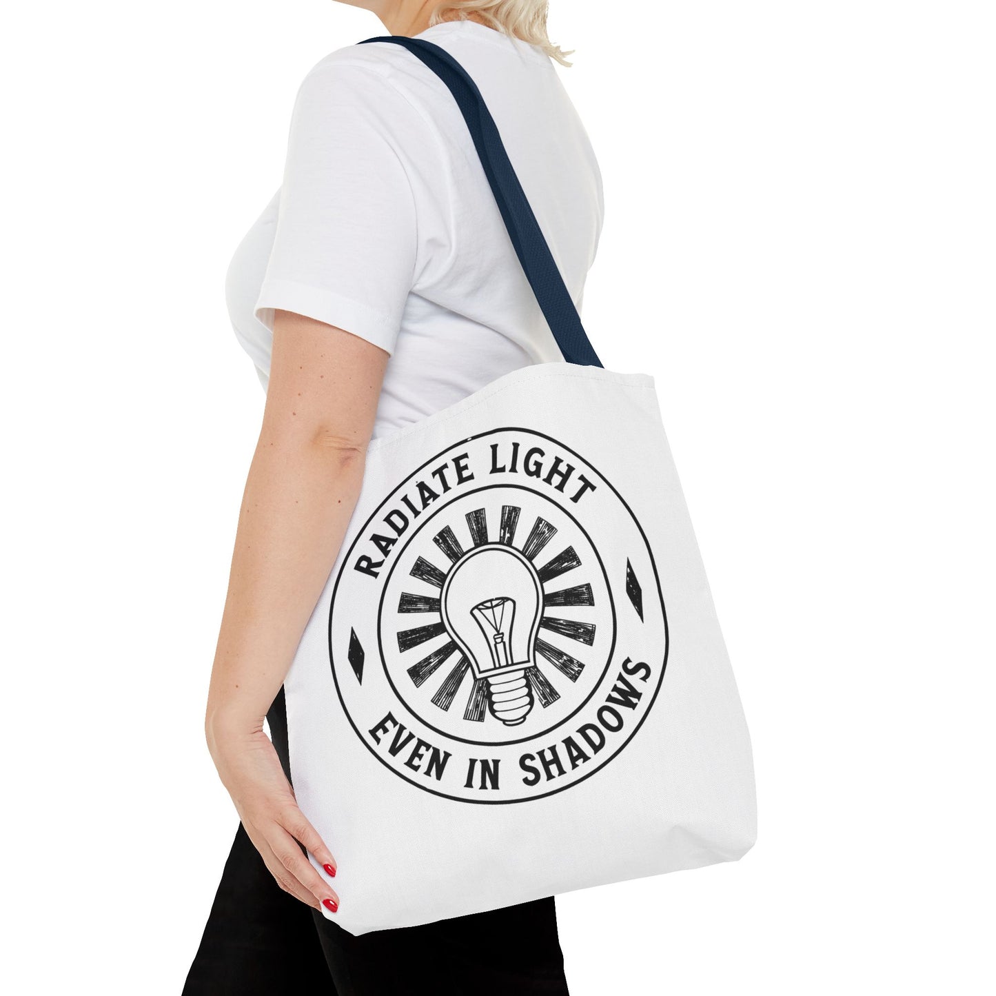 Inspirational Tote Bag - 'Radiate Light Even in Shadows'
