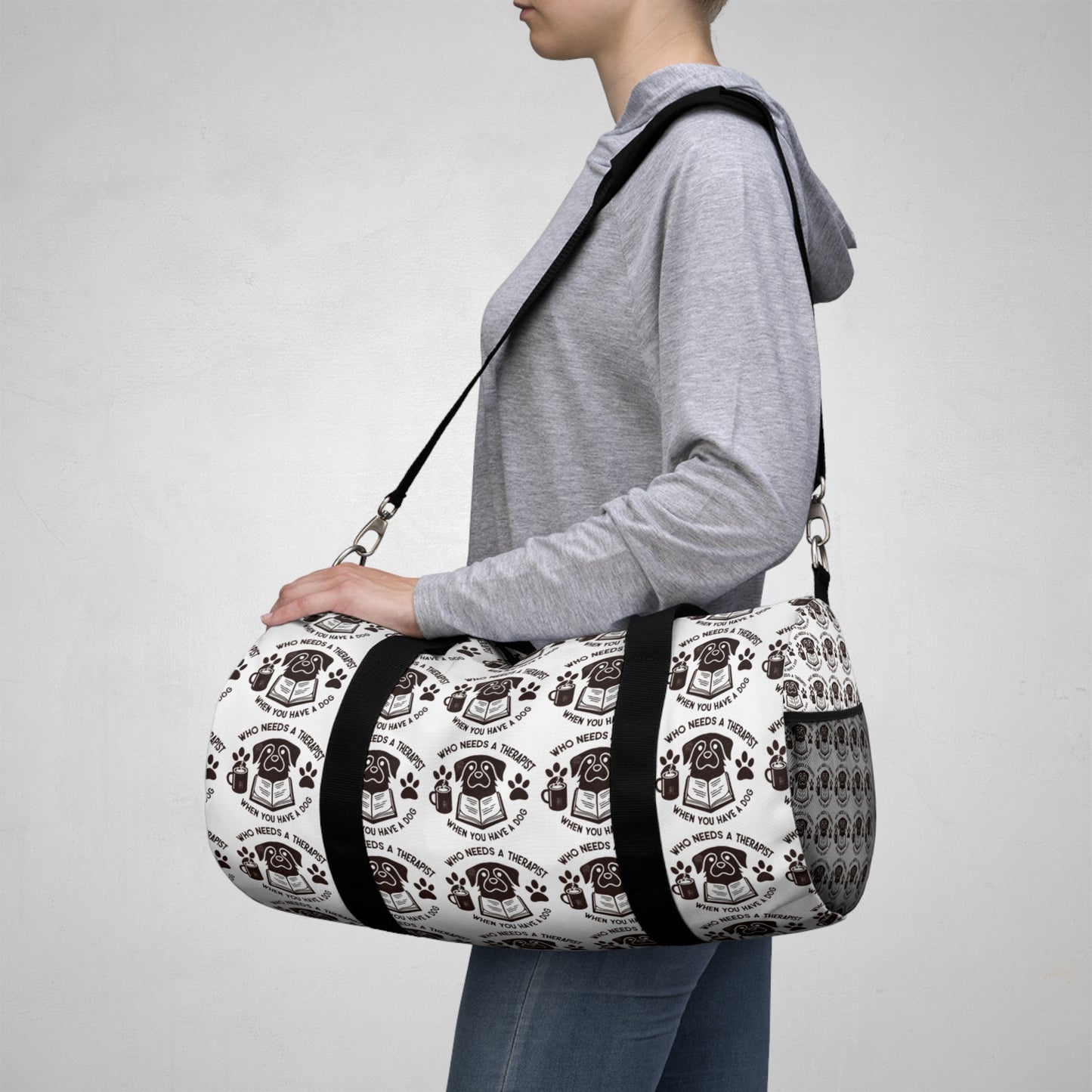Funny Dog Lover Duffel Bag - 'Who Needs a Therapist?' Design