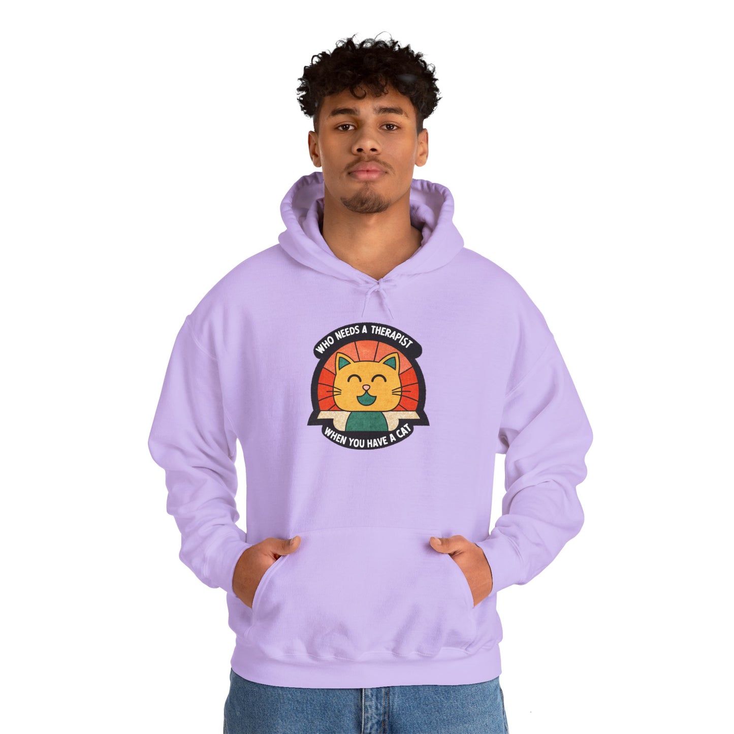 Funny Cat Sweatshirt - 'Who Needs a Therapist When You Have a Cat?' Unisex Hoodie