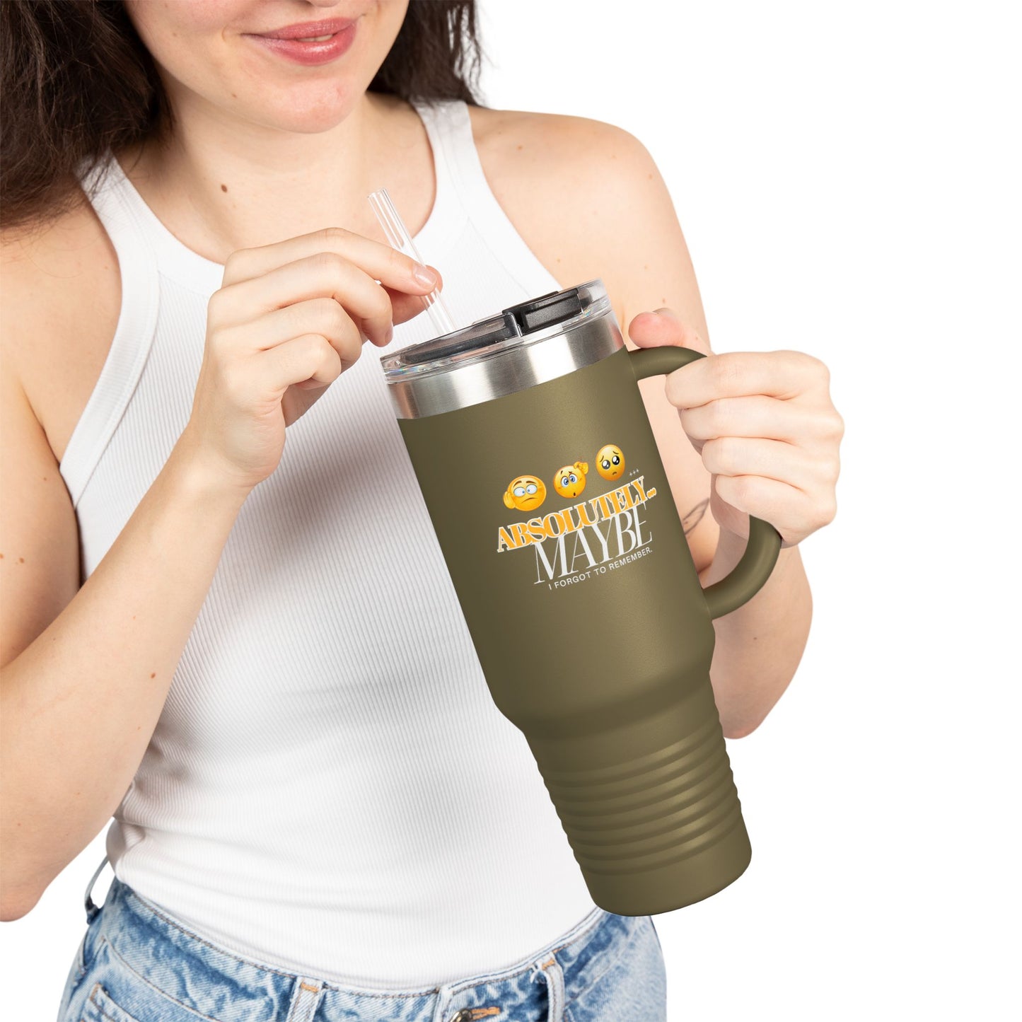 Stylish Insulated Travel Mug with Fun Emoji Design - 40oz