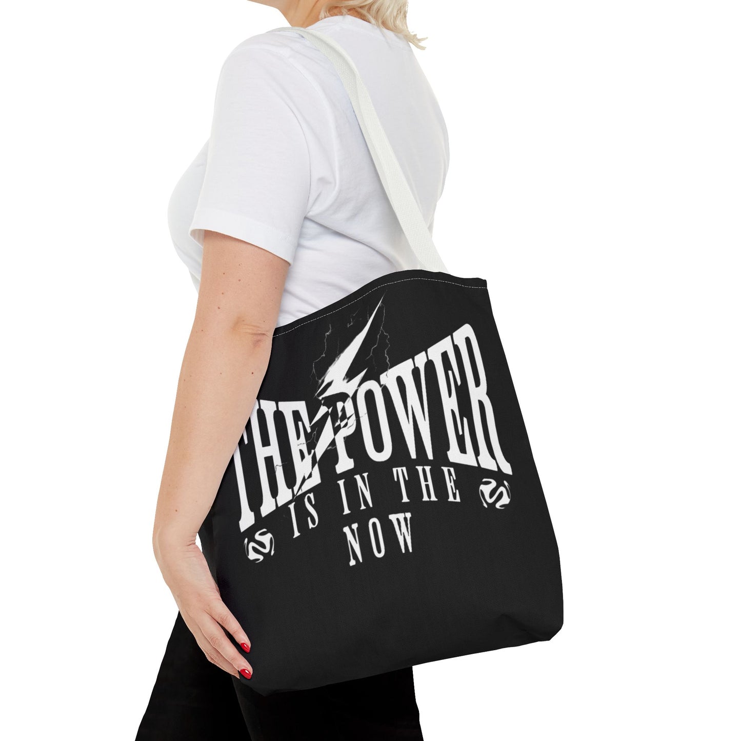 Empowerment Tote Bag - "The Power is in the Now" - Motivational Black Tote for Everyday Use