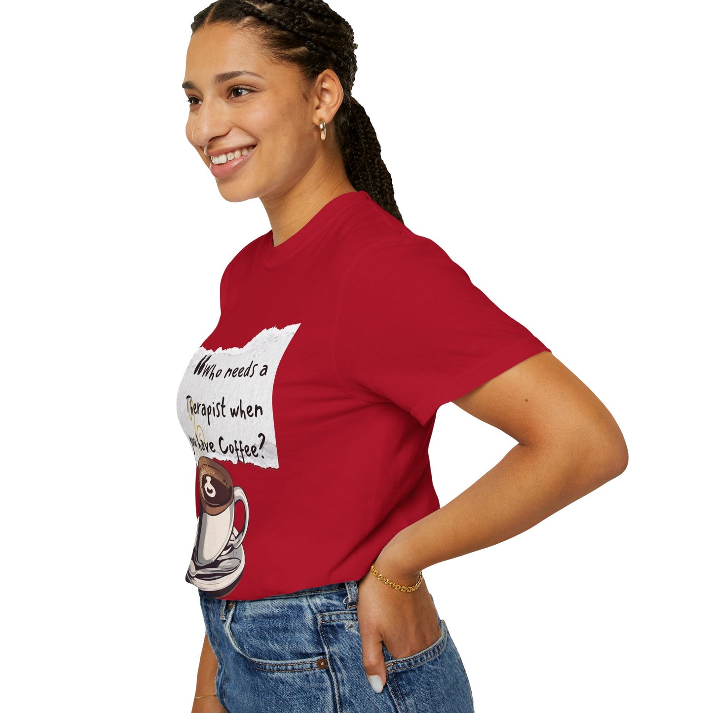 Unisex Coffee Therapy T-Shirt - "Who Needs a Therapist When You Have Coffee?"