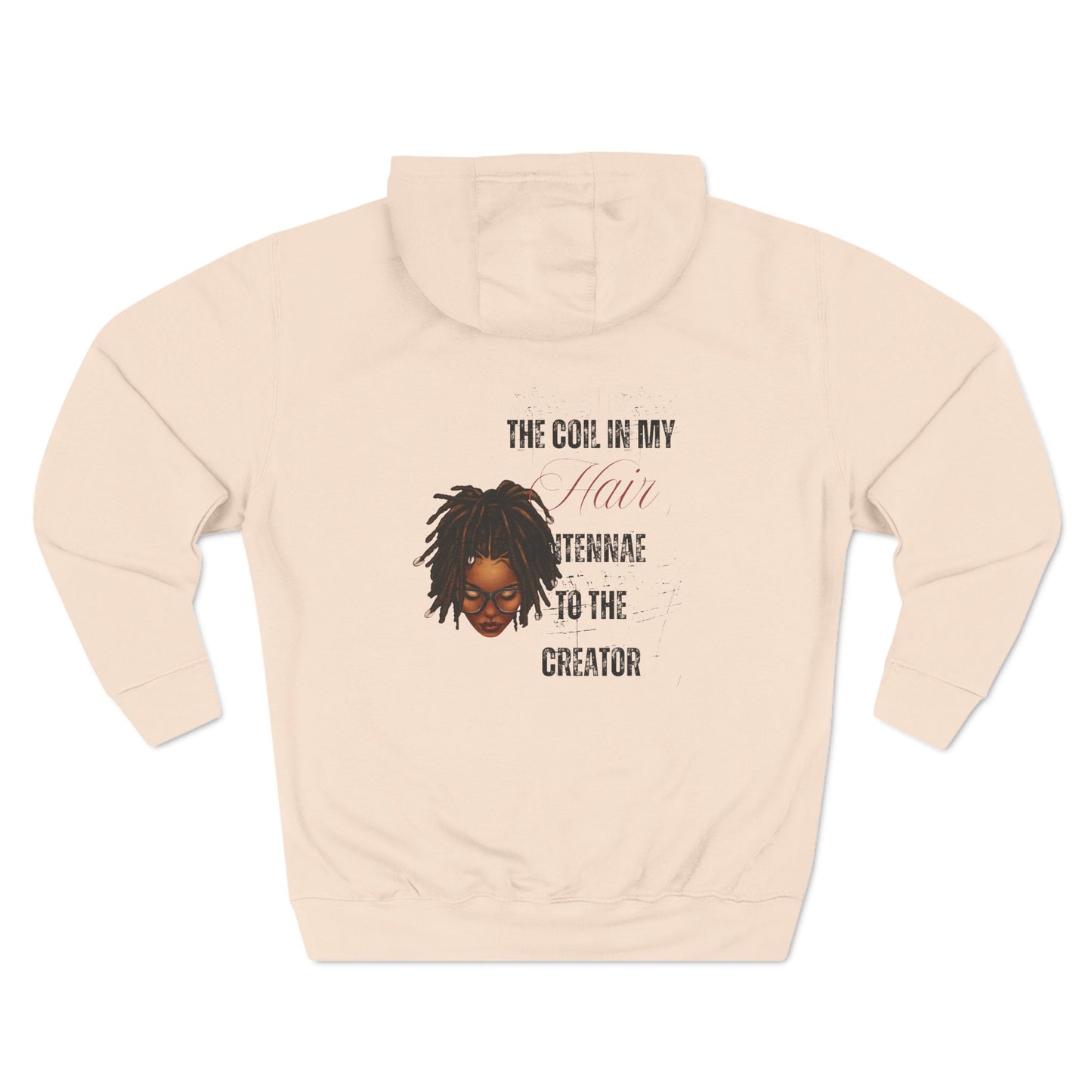 Inspiring Three-Panel Fleece Hoodie - "The Coil in My Hair" for Creators