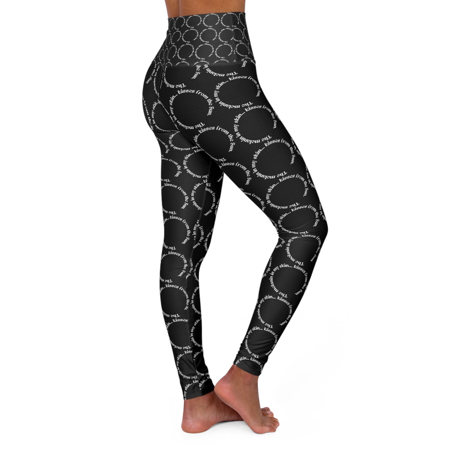 High Waisted Yoga Leggings with Elegant Graphic Design - Perfect for Fitness & Everyday Wear