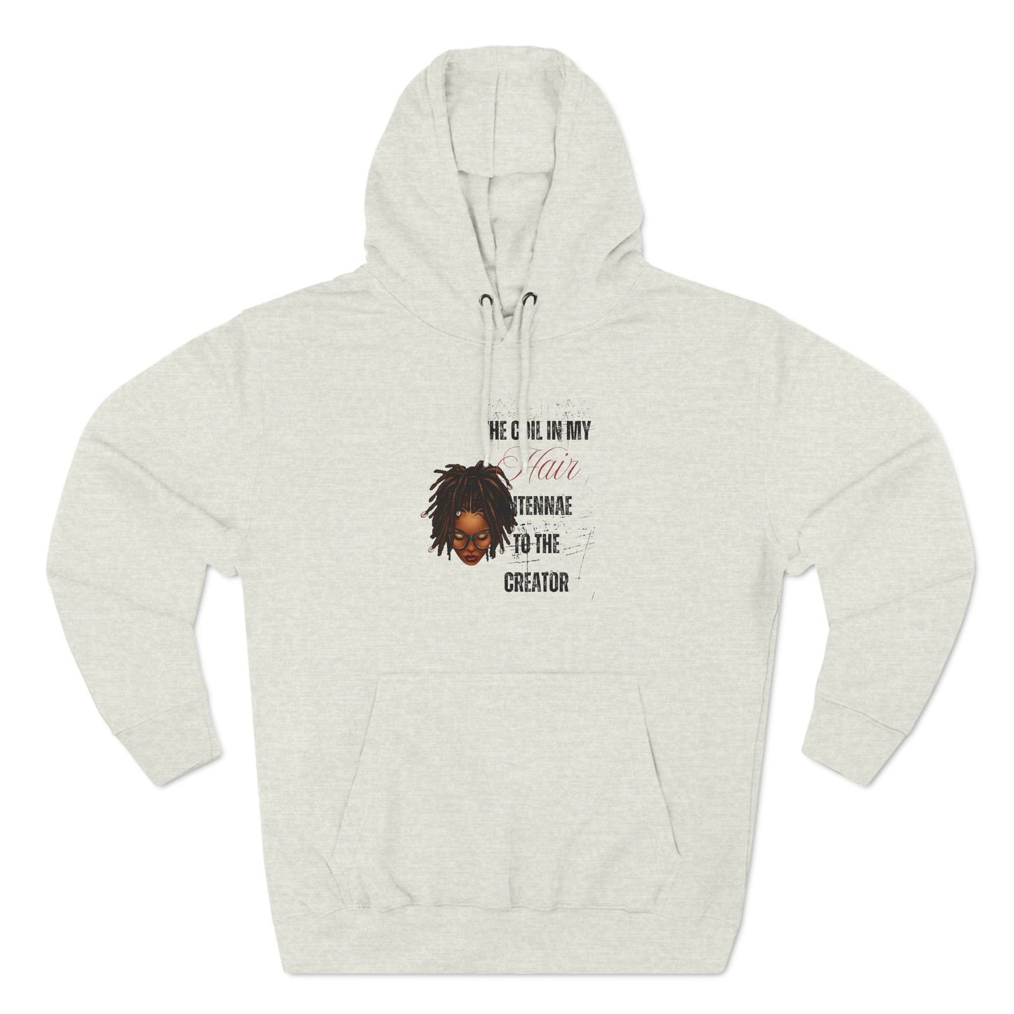 Inspiring Three-Panel Fleece Hoodie - "The Coil in My Hair" for Creators
