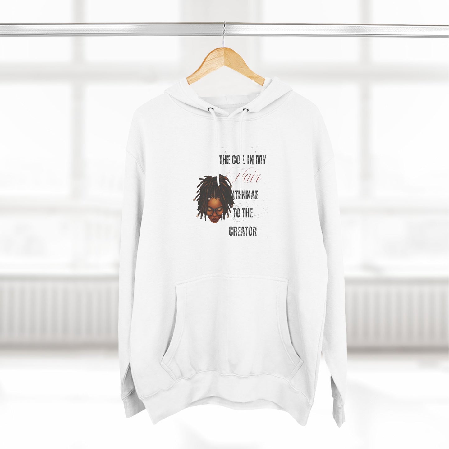 Inspiring Three-Panel Fleece Hoodie - "The Coil in My Hair" for Creators