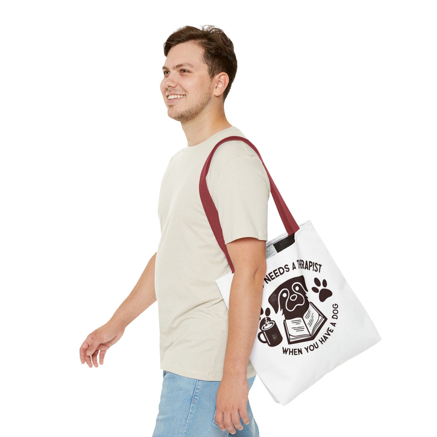 Dog Lover Tote Bag - 'Who Needs a Therapist When You Have a Dog?'