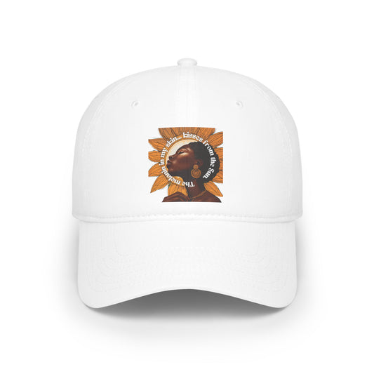 Sunflower Vibes Low Profile Baseball Cap with Inspirational Quote