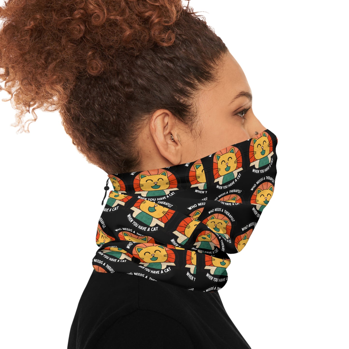 Fun Leo the Lion Neck Gaiter with Drawstring - Perfect for Winter Adventures