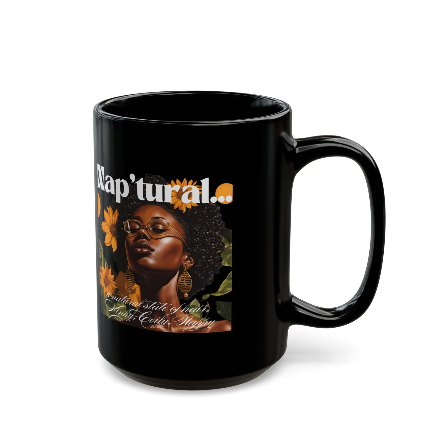 Natural Beauty Black Mug - Inspirational Coffee Cup for Self-Care Enthusiasts