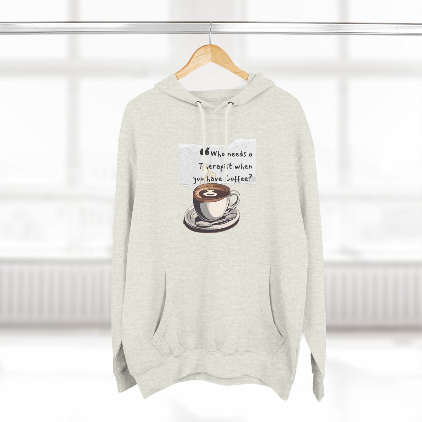 Funny Coffee Therapy Fleece Hoodie - Perfect for Coffee Lovers