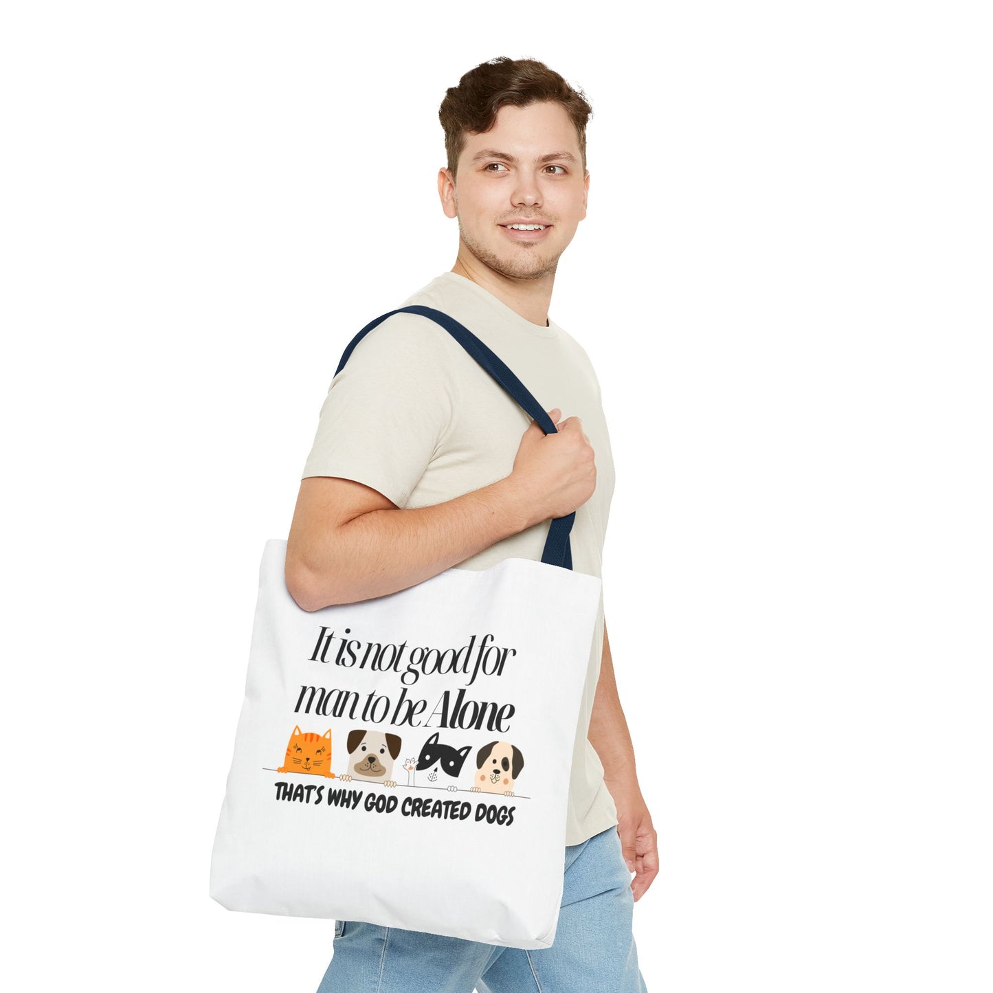 Dog Lover Tote Bag - "It is not good for man to be Alone" Design