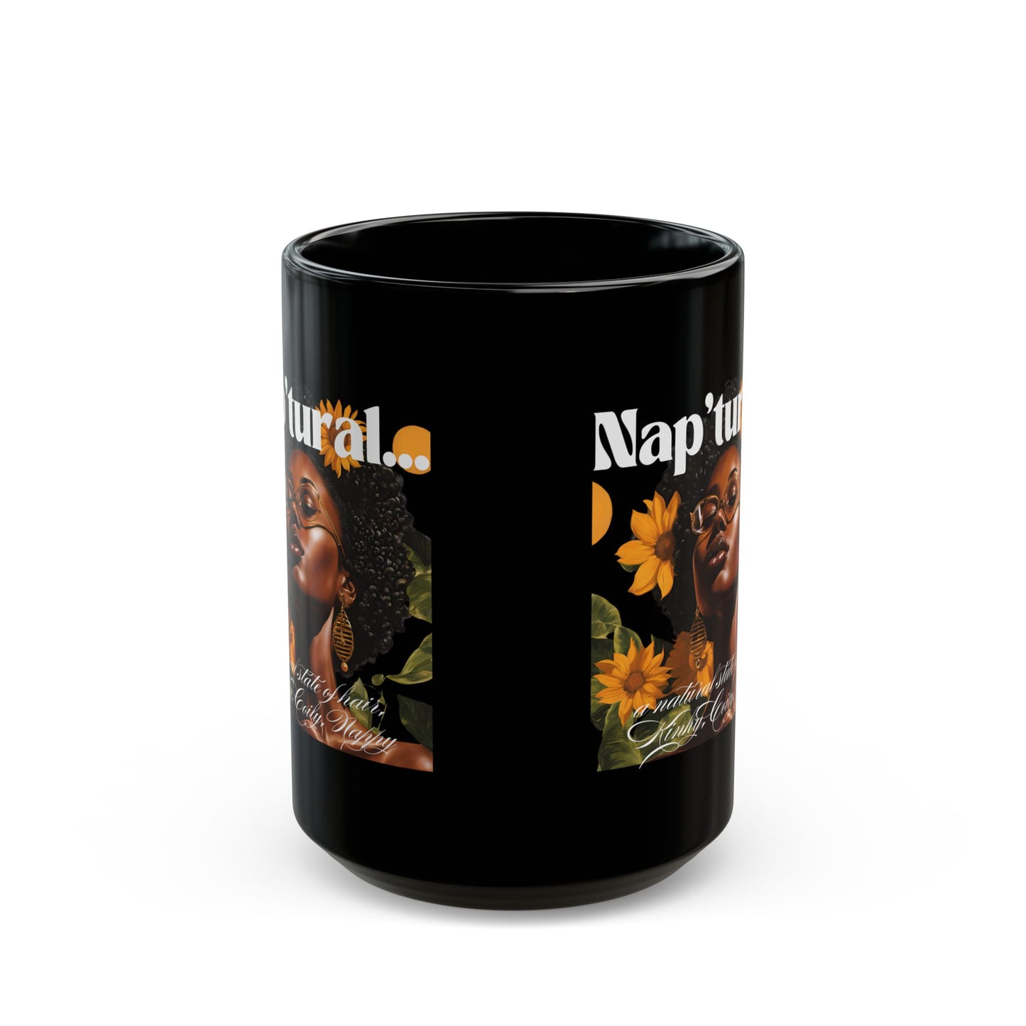 Natural Beauty Black Mug - Inspirational Coffee Cup for Self-Care Enthusiasts