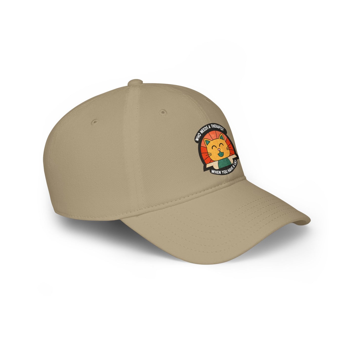 Who Needs a Therapist Cat Baseball Cap | Fun Red Low Profile Hat
