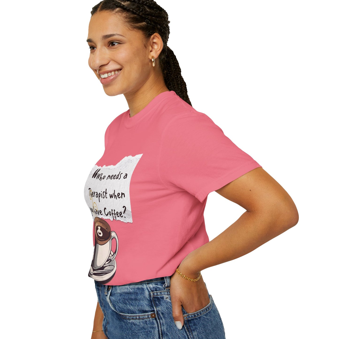 Unisex Coffee Therapy T-Shirt - "Who Needs a Therapist When You Have Coffee?"